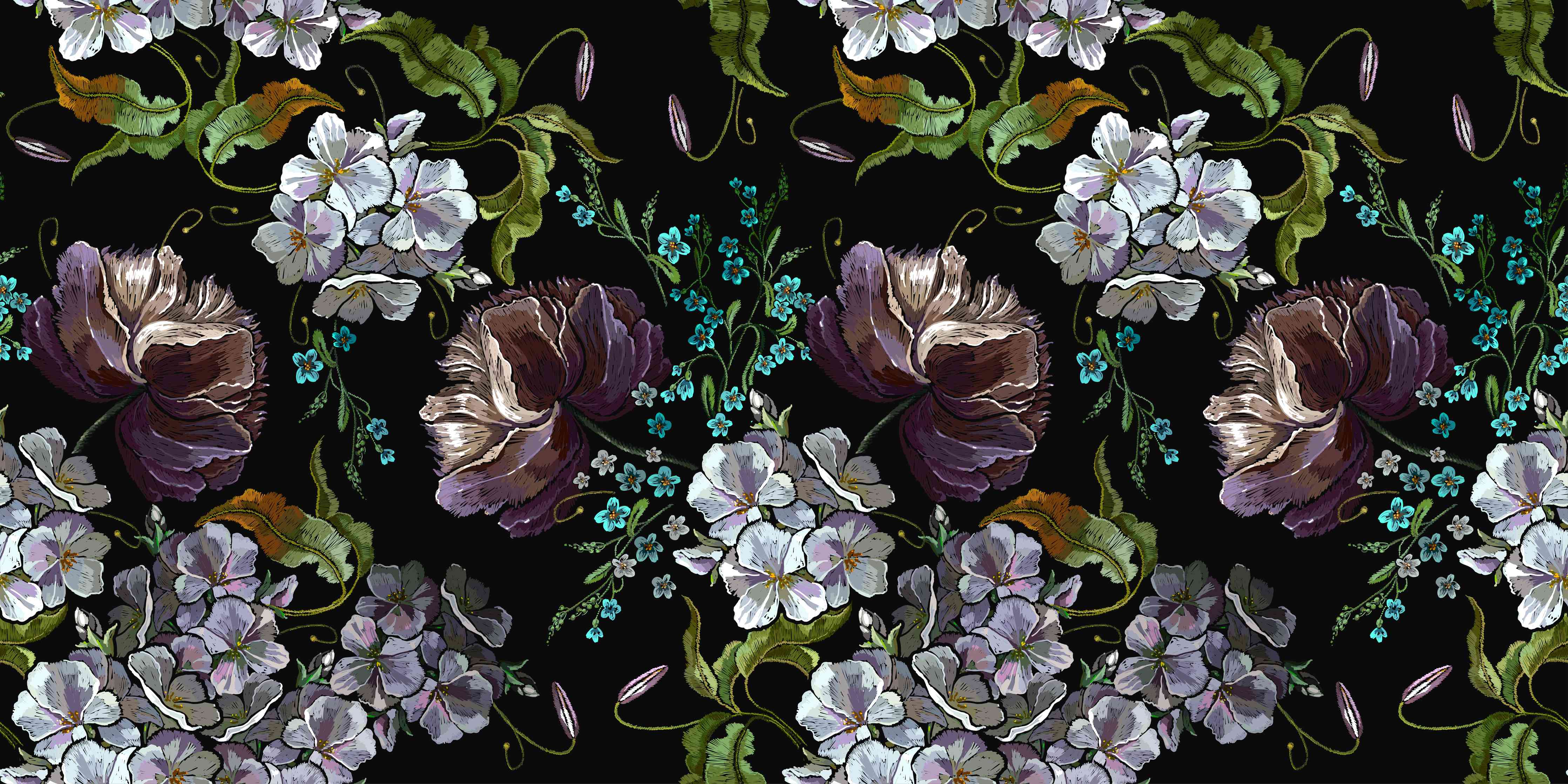 Wandverkleidung Wohnzimmer-Blüten in der Nacht