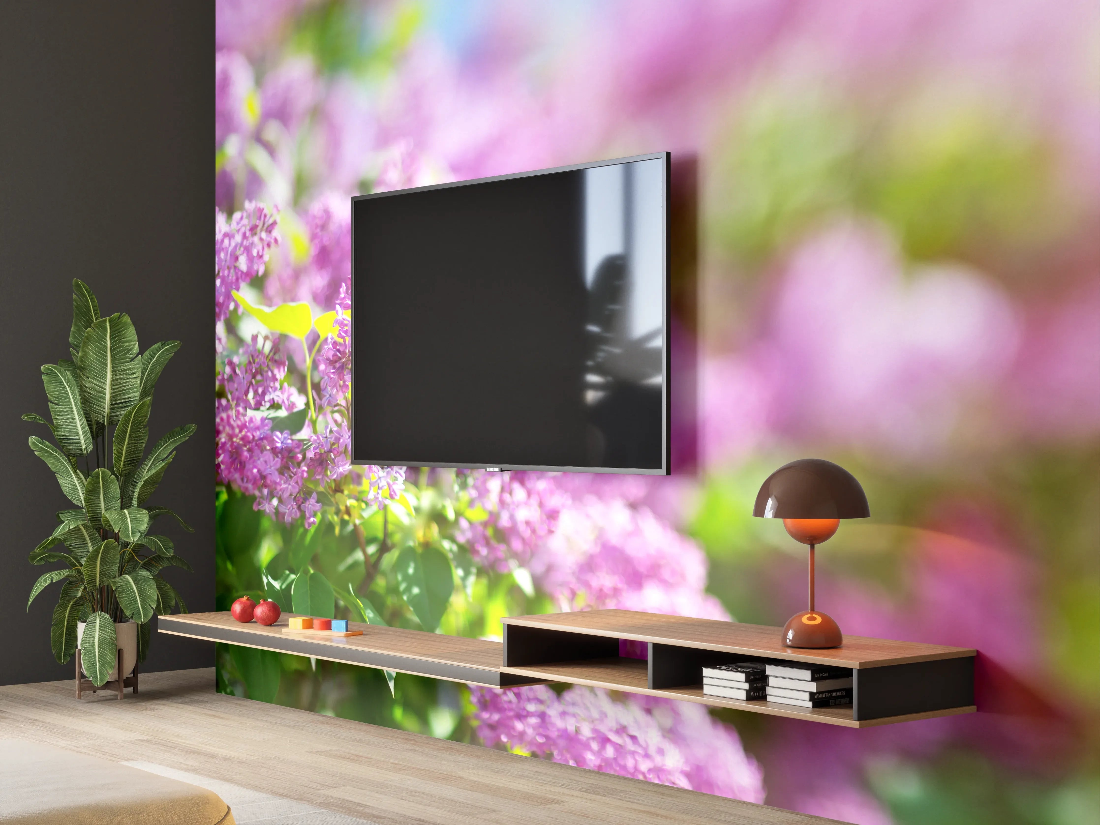 Wandverkleidung Wohnzimmer - Blumen blühen auf im Frühling