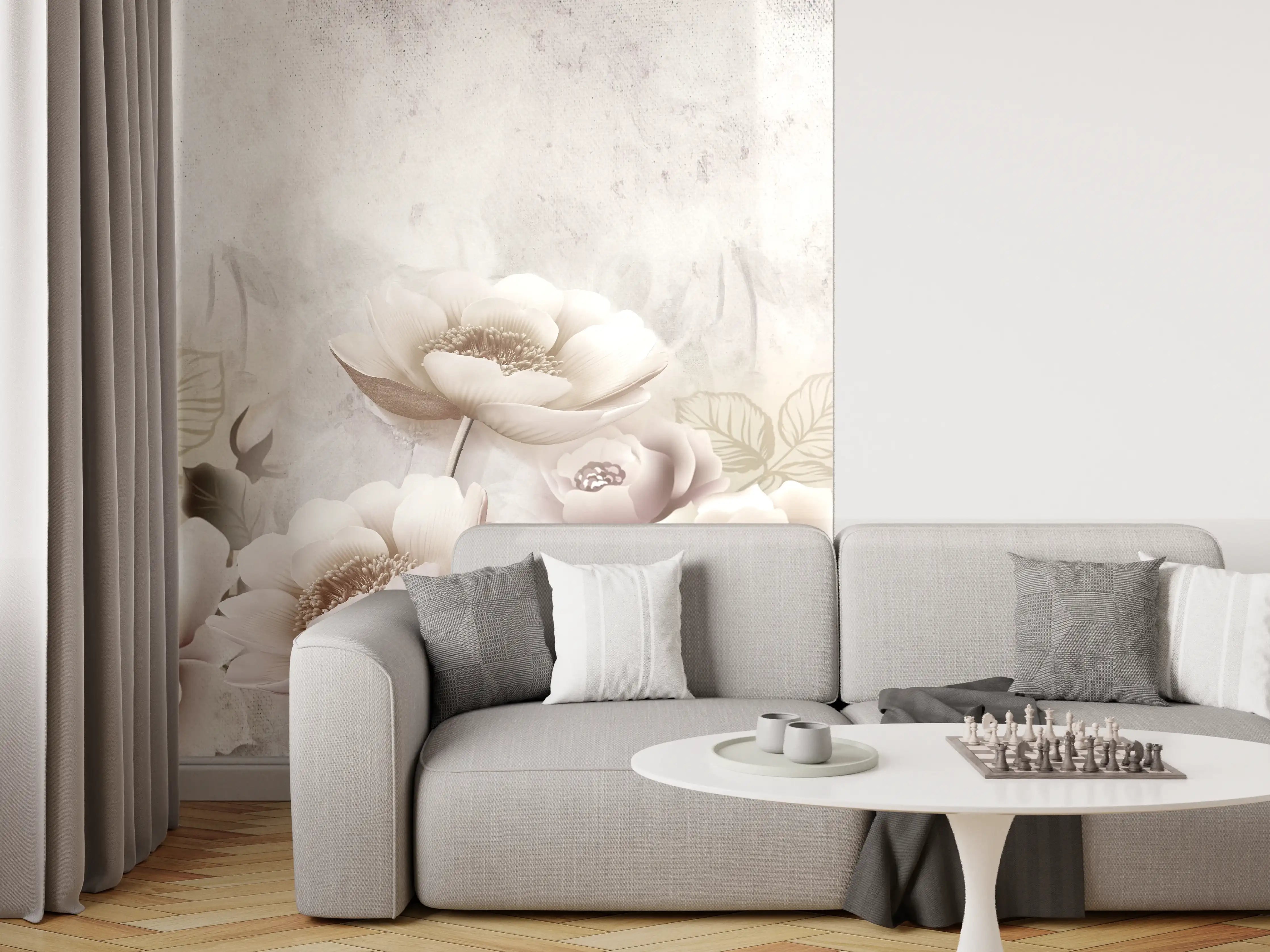 Wandverkleidung Wohnzimmer - Blumengemälde