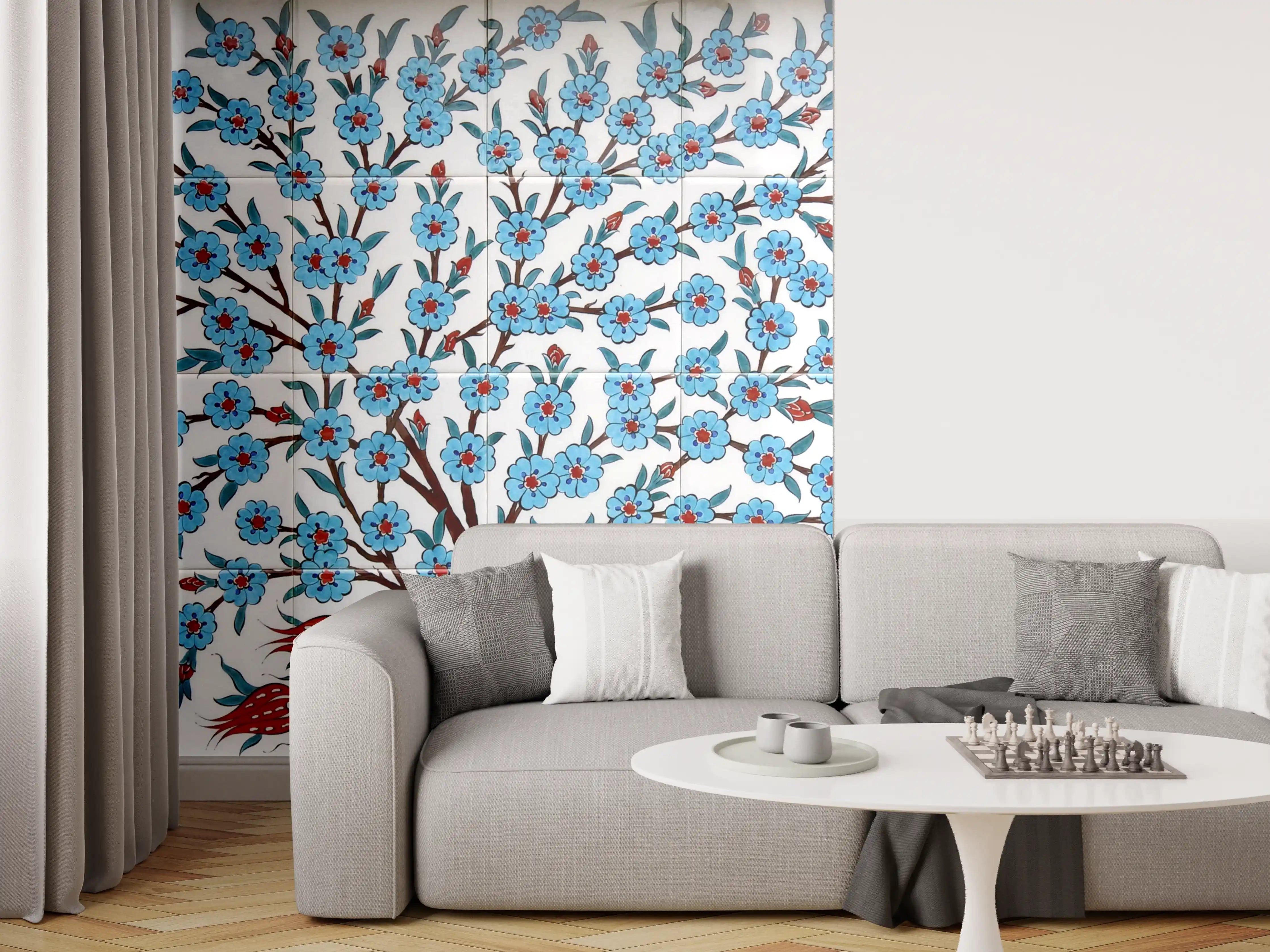 Wandverkleidung Wohnzimmer - Blumenmotive Wandtapete – Elegante Dekoration