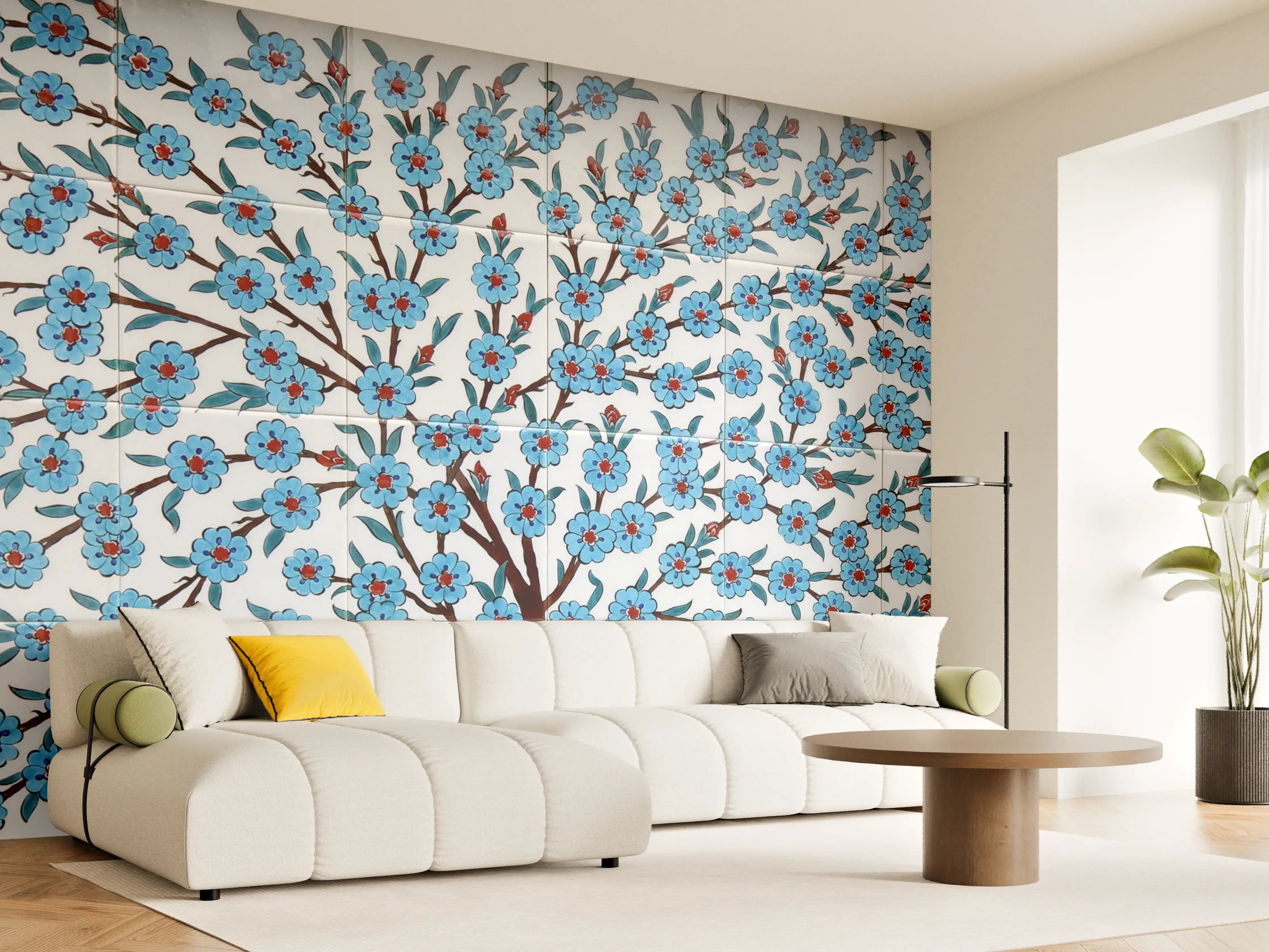 Wandverkleidung Wohnzimmer - Blumenmotive Wandtapete – Elegante Dekoration