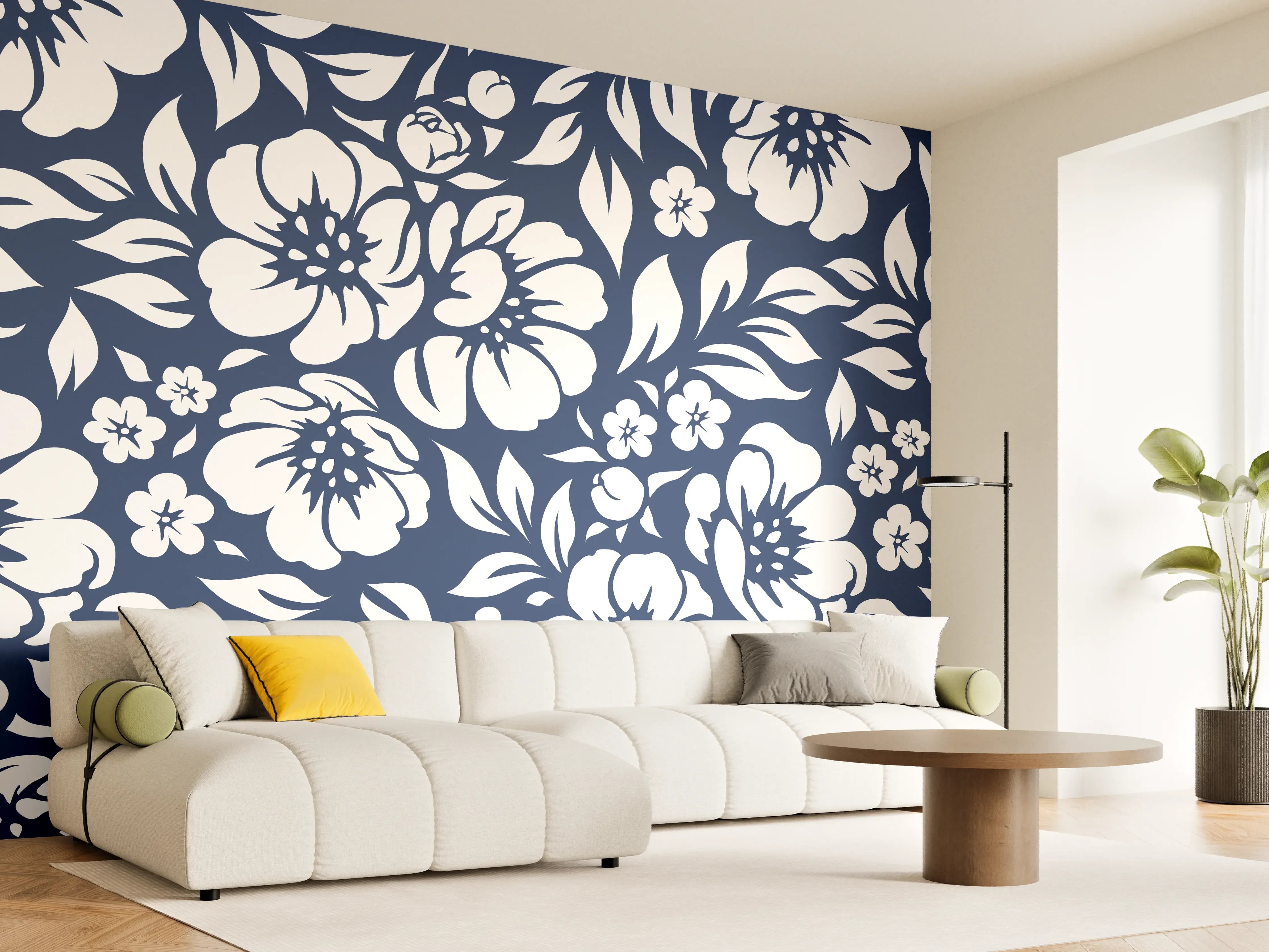 Wandverkleidung Wohnzimmer - Blumenmuster im klassischen Design