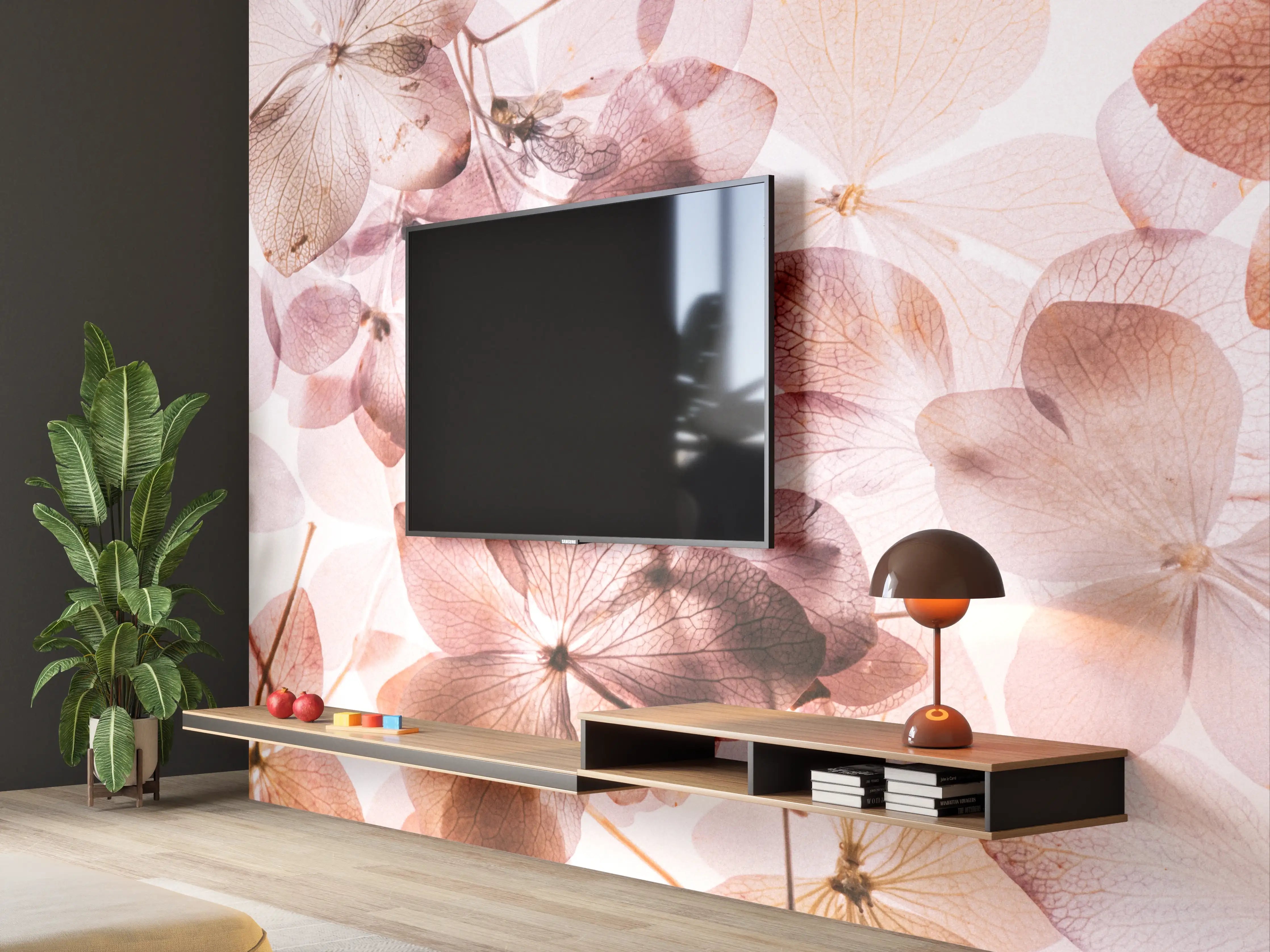 Wandverkleidung Wohnzimmer - Blumige Eleganz in Pastelltönen