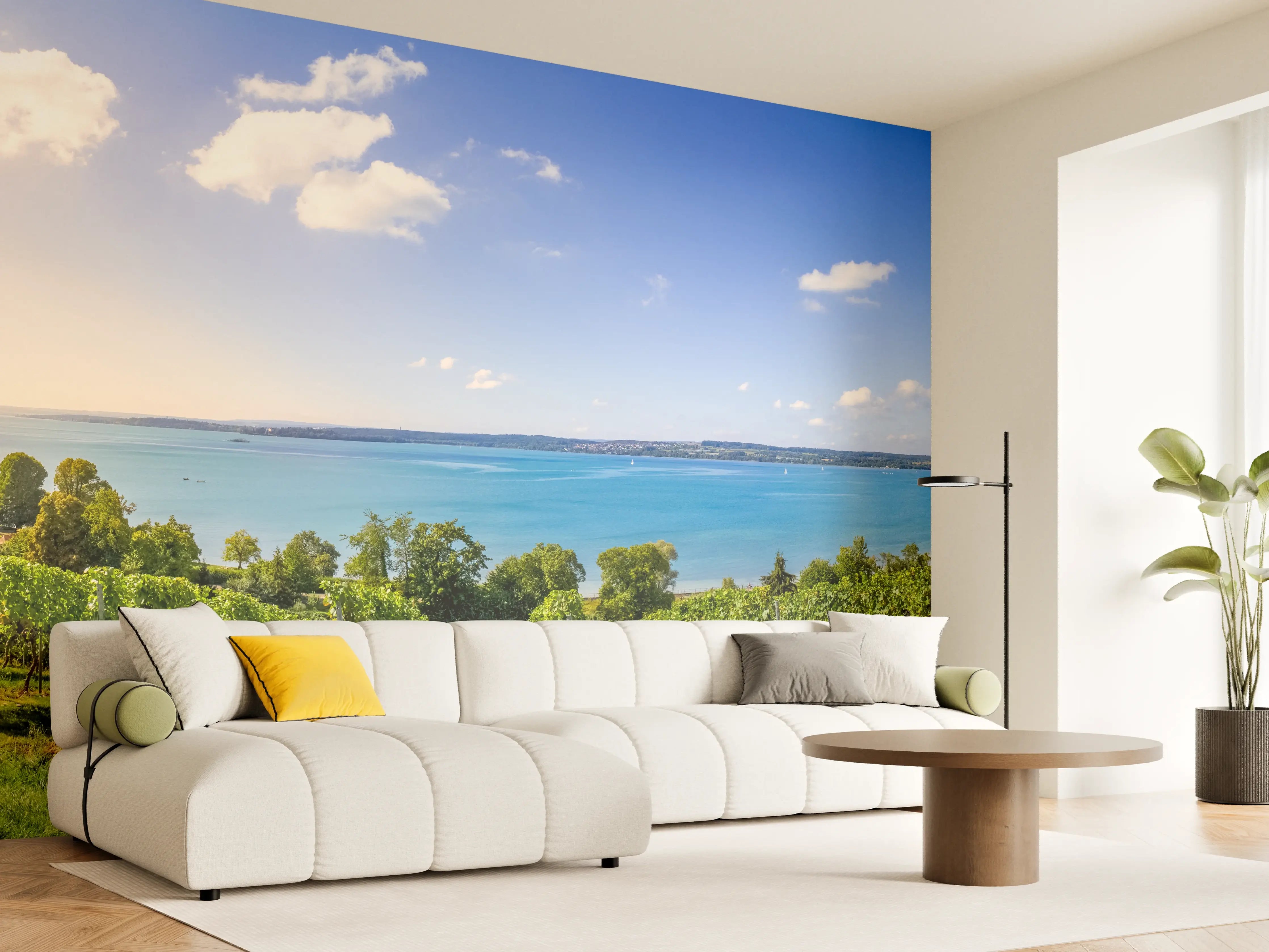 Wandverkleidung Wohnzimmer - Bodensee Panorama in Birnau