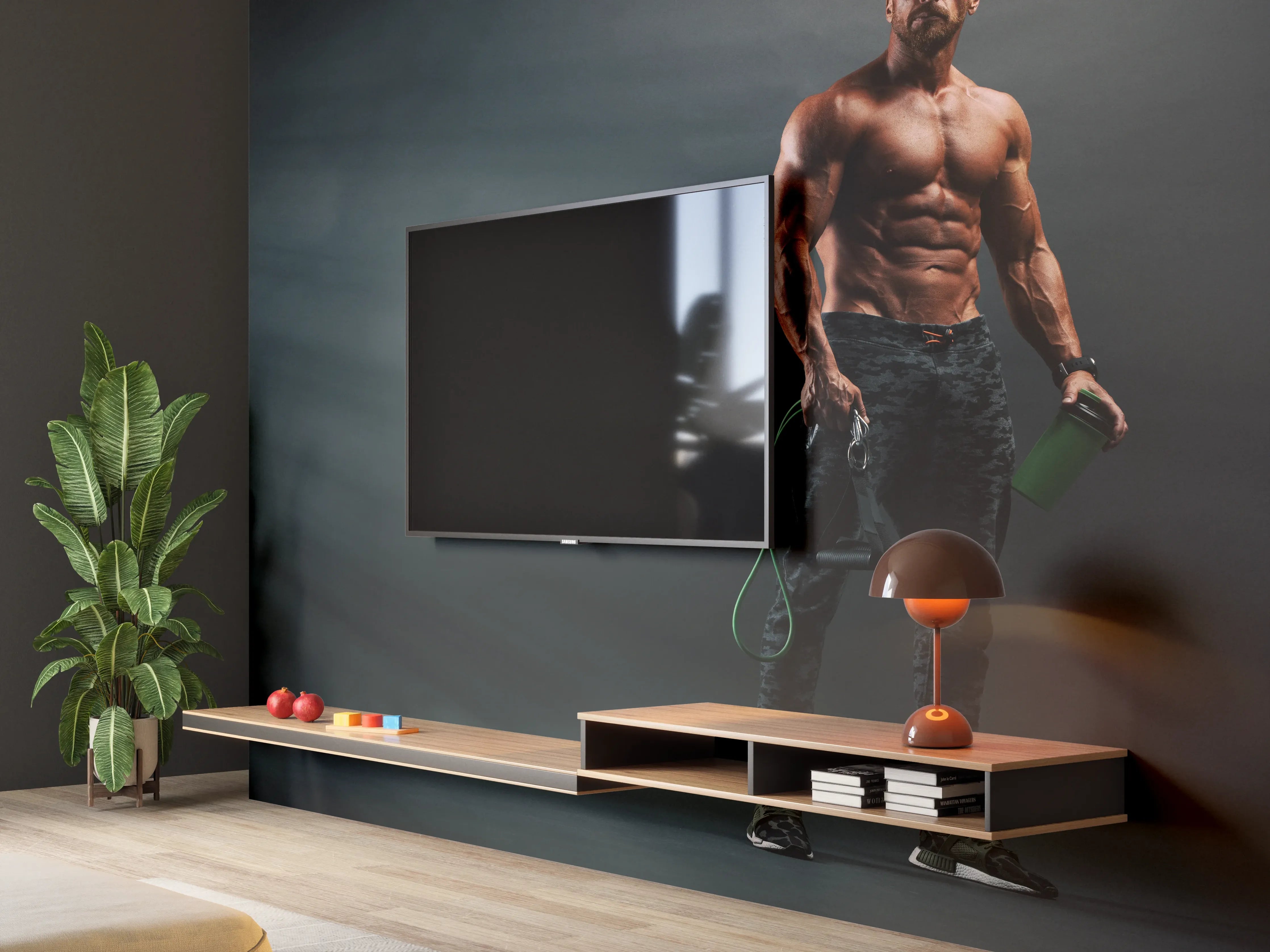 Wandverkleidung Wohnzimmer - Bodybuilder - Training