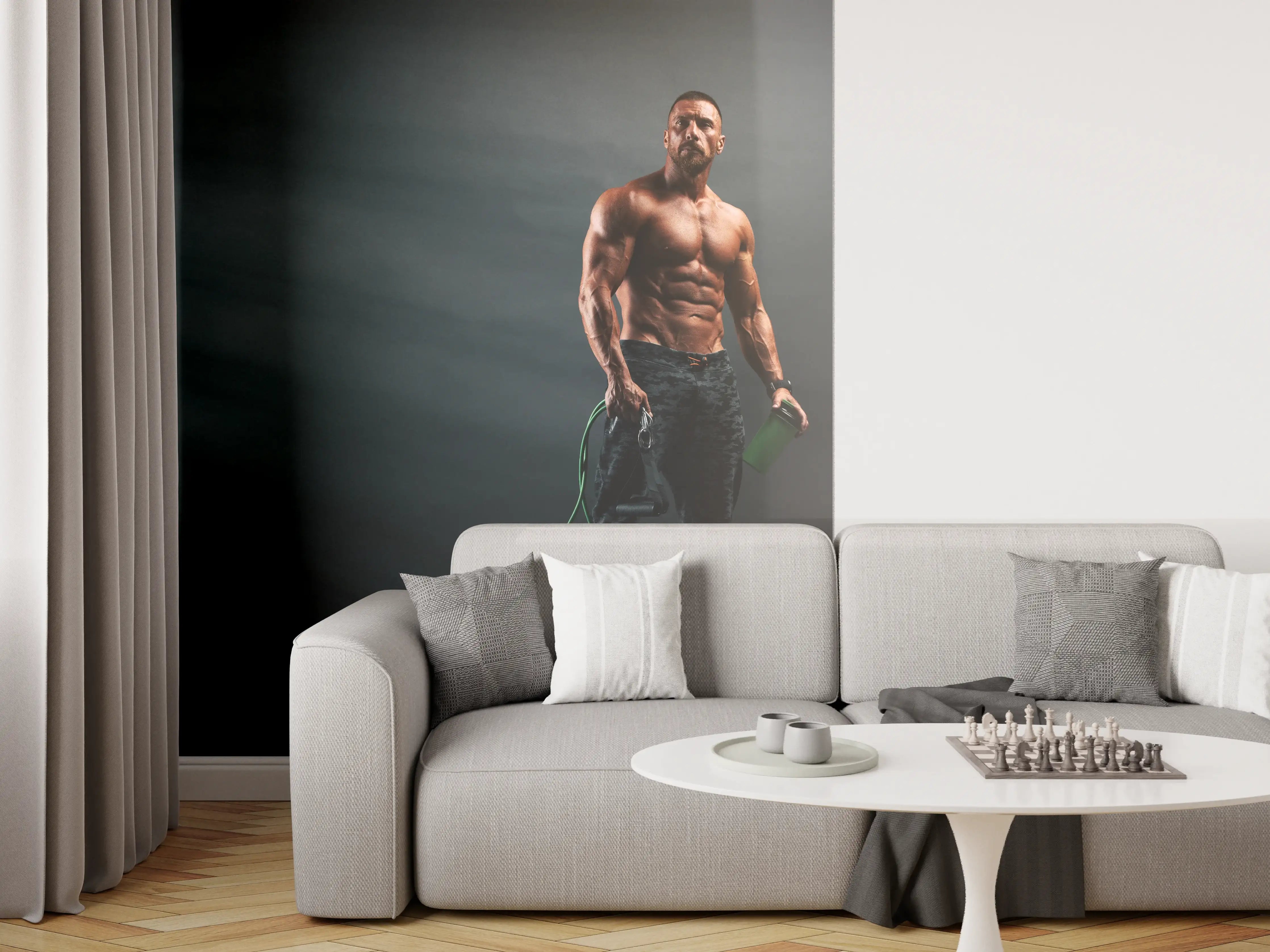 Wandverkleidung Wohnzimmer - Bodybuilder - Training