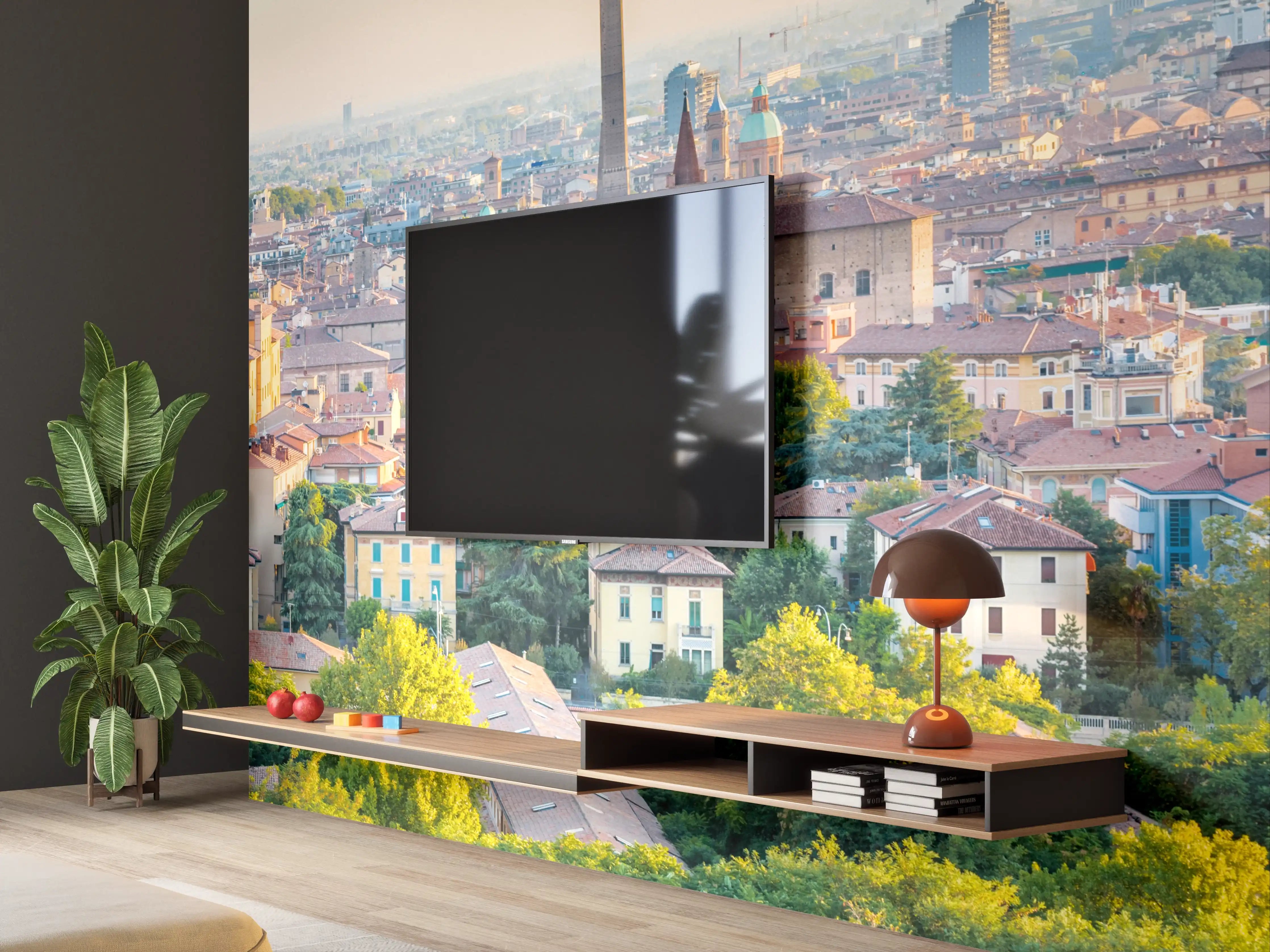 Wandverkleidung Wohnzimmer - Bologna Dämmerung Dachlandschaft