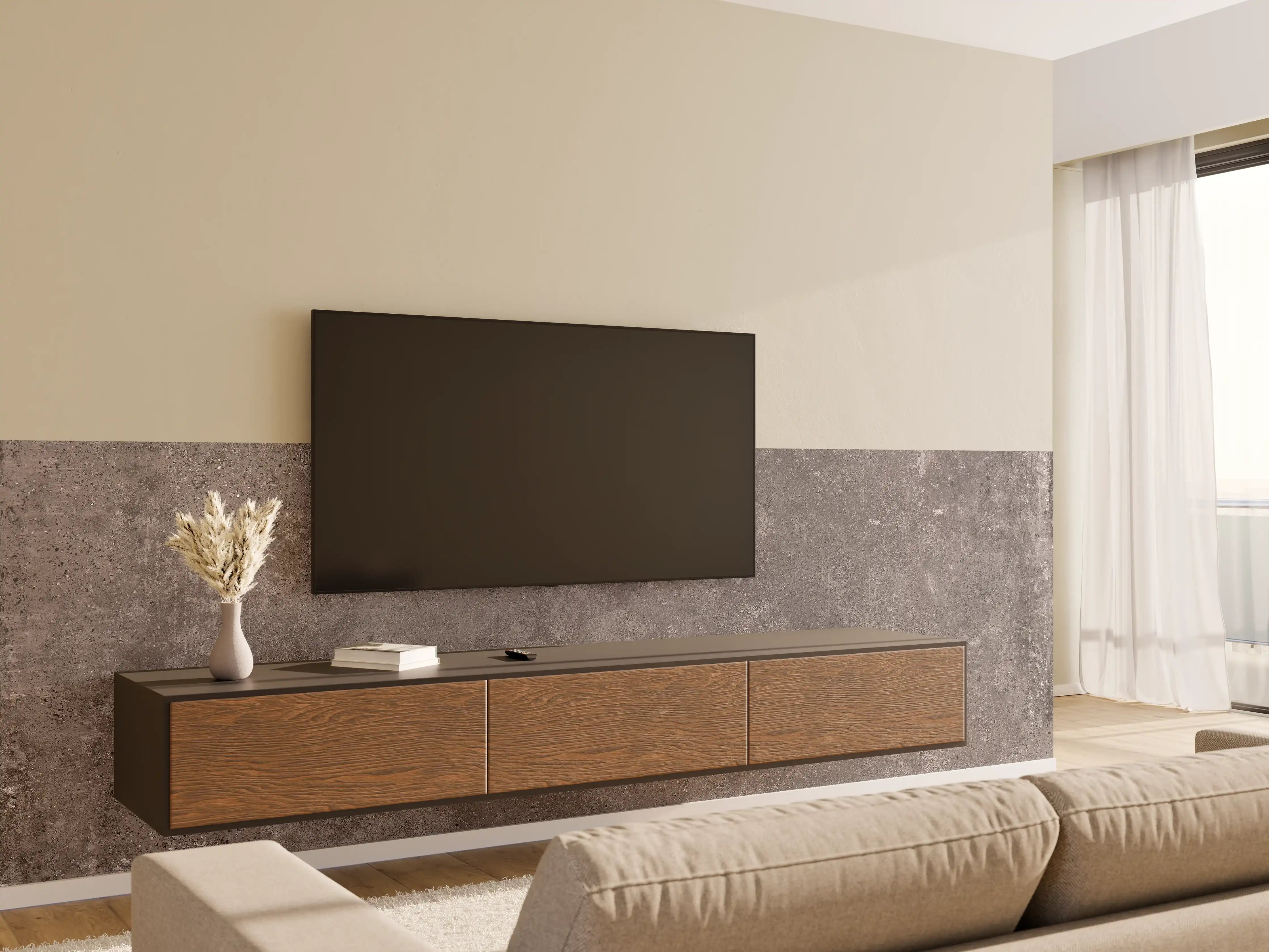 Wandverkleidung Wohnzimmer - Bräunliche luxuriöse Marmortextur