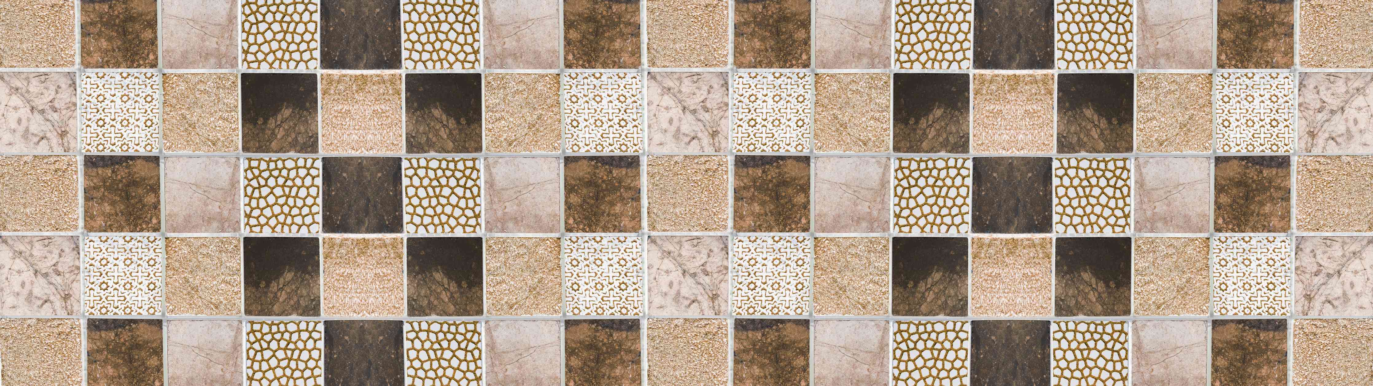 Wandverkleidung Wohnzimmer-Bräunliche quadratische Mosaiktextur 