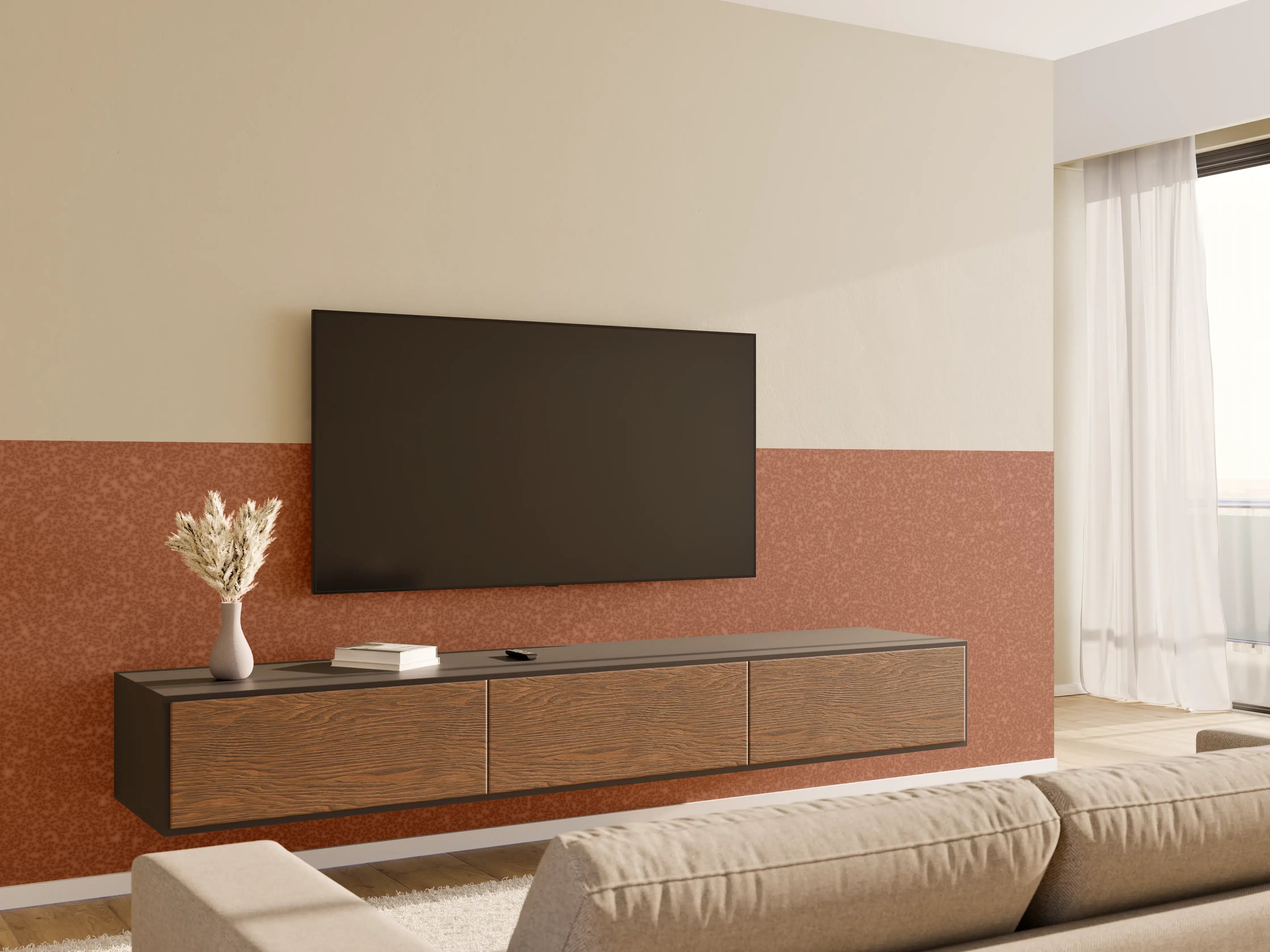 Wandverkleidung Wohnzimmer - Bräunliche strukturierte Oberfläche mit feinen Details