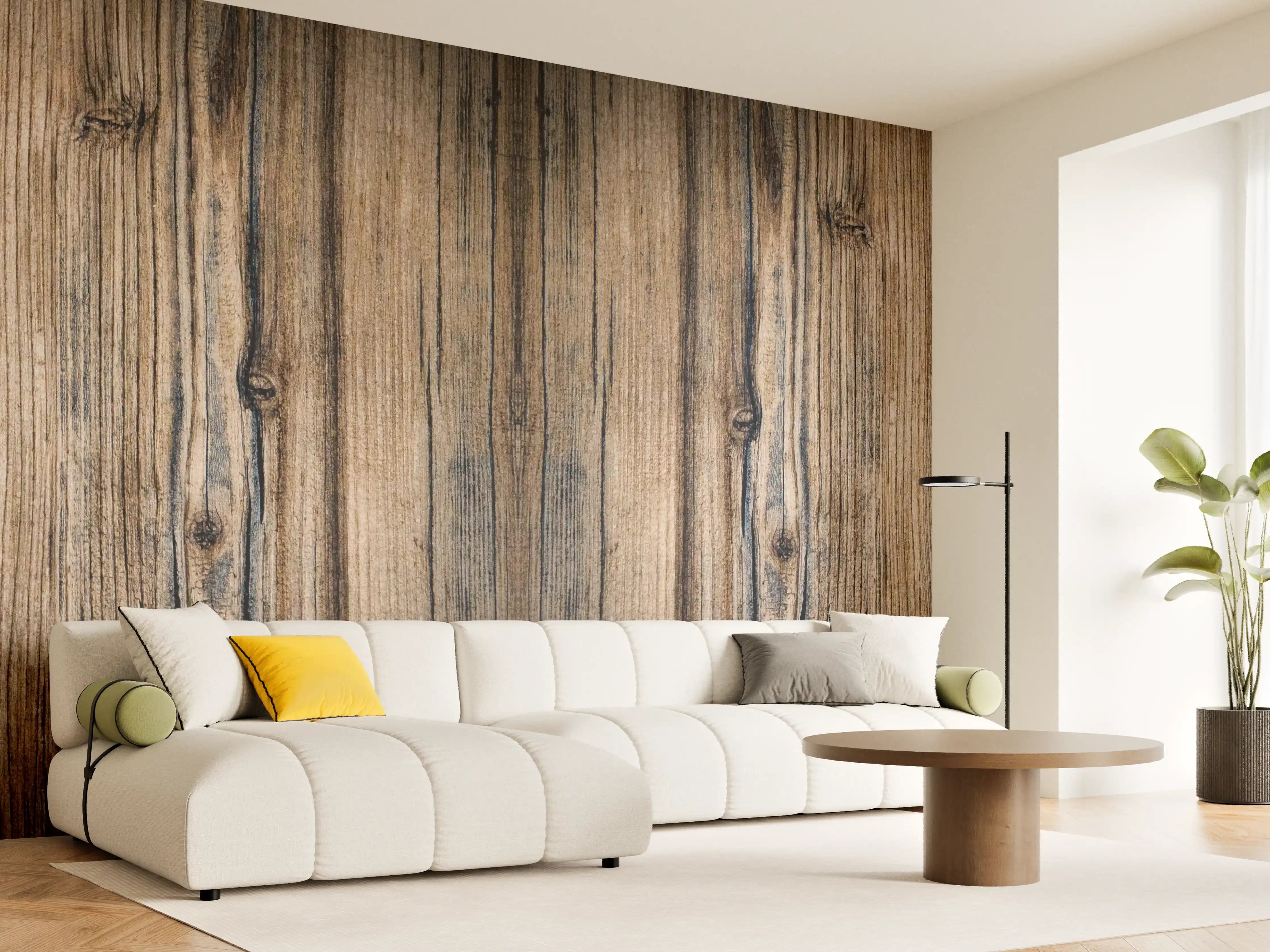 Wandverkleidung Wohnzimmer - Bräunlicher Holz Hintergrund