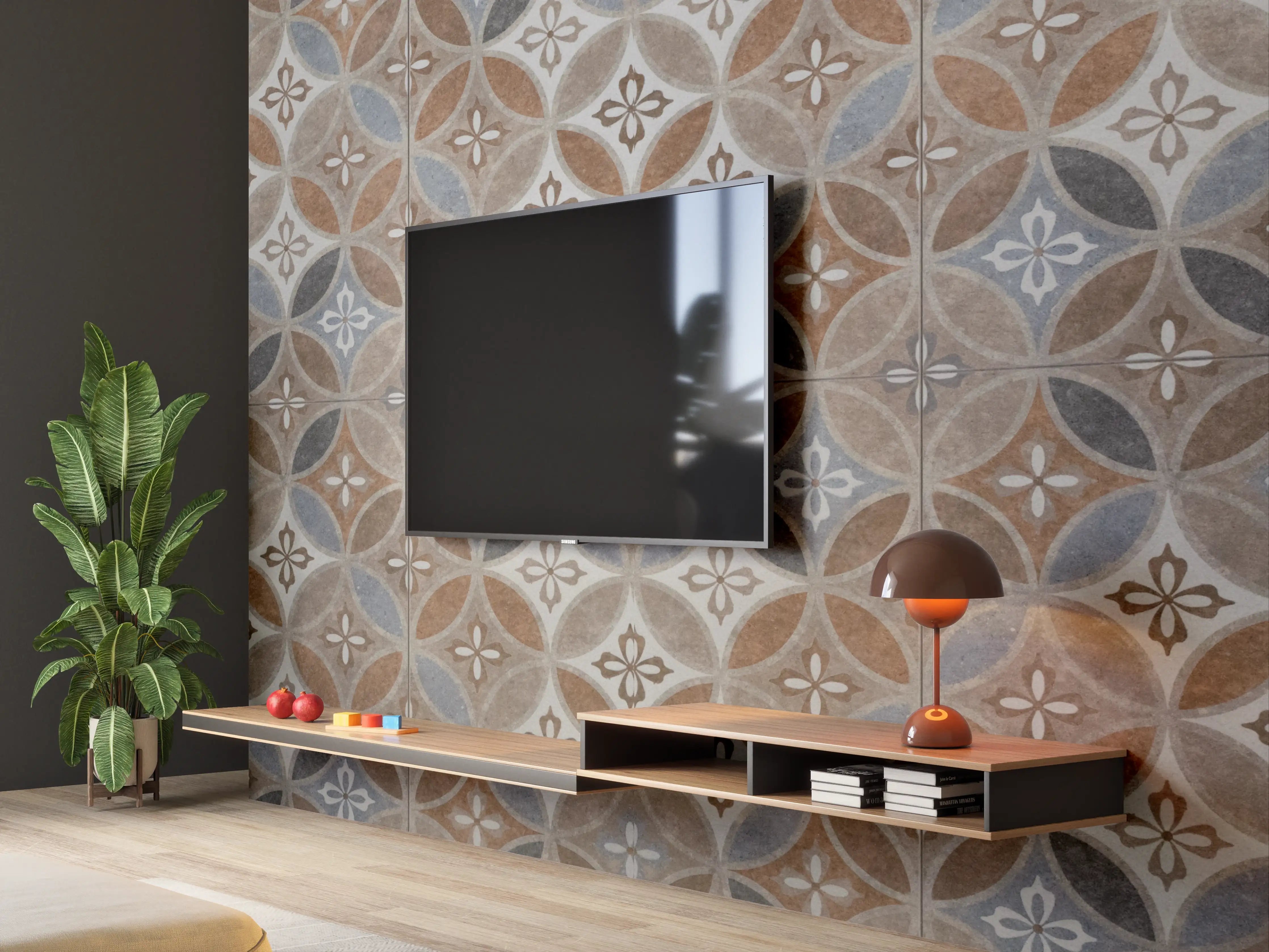 Wandverkleidung Wohnzimmer - Braun-Beiges Vintage Mosaik