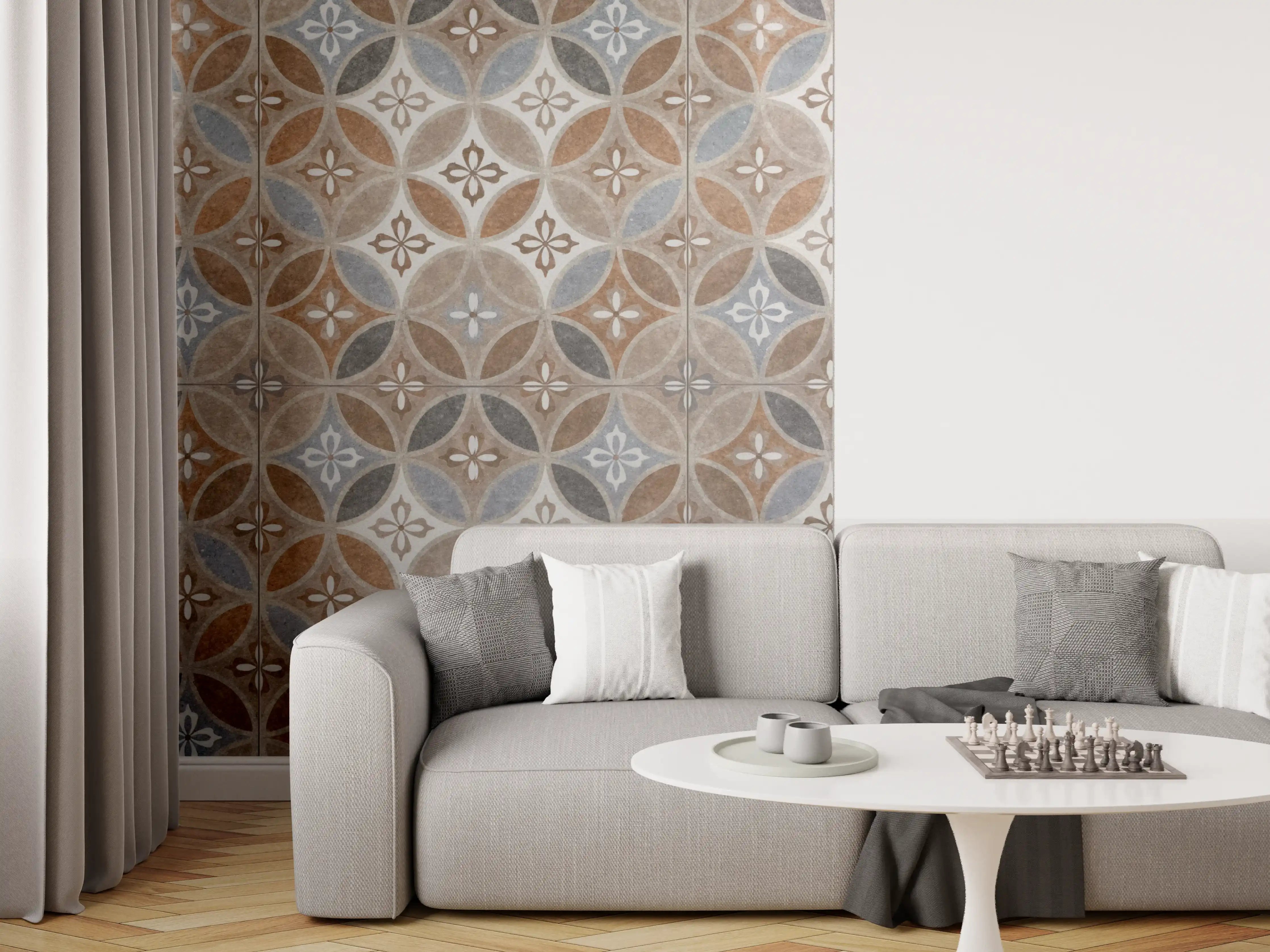 Wandverkleidung Wohnzimmer - Braun-Beiges Vintage Mosaik