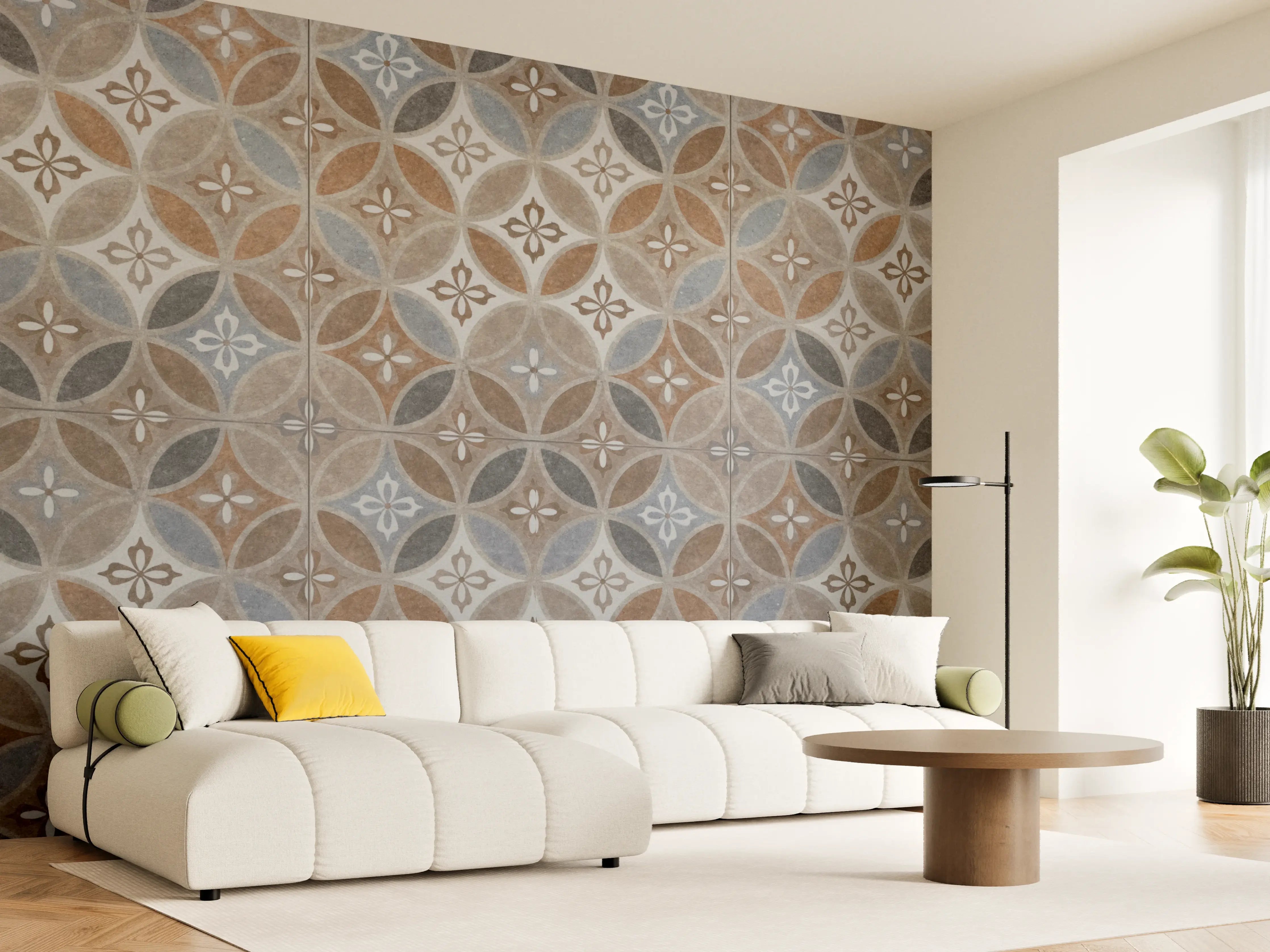 Wandverkleidung Wohnzimmer - Braun-Beiges Vintage Mosaik