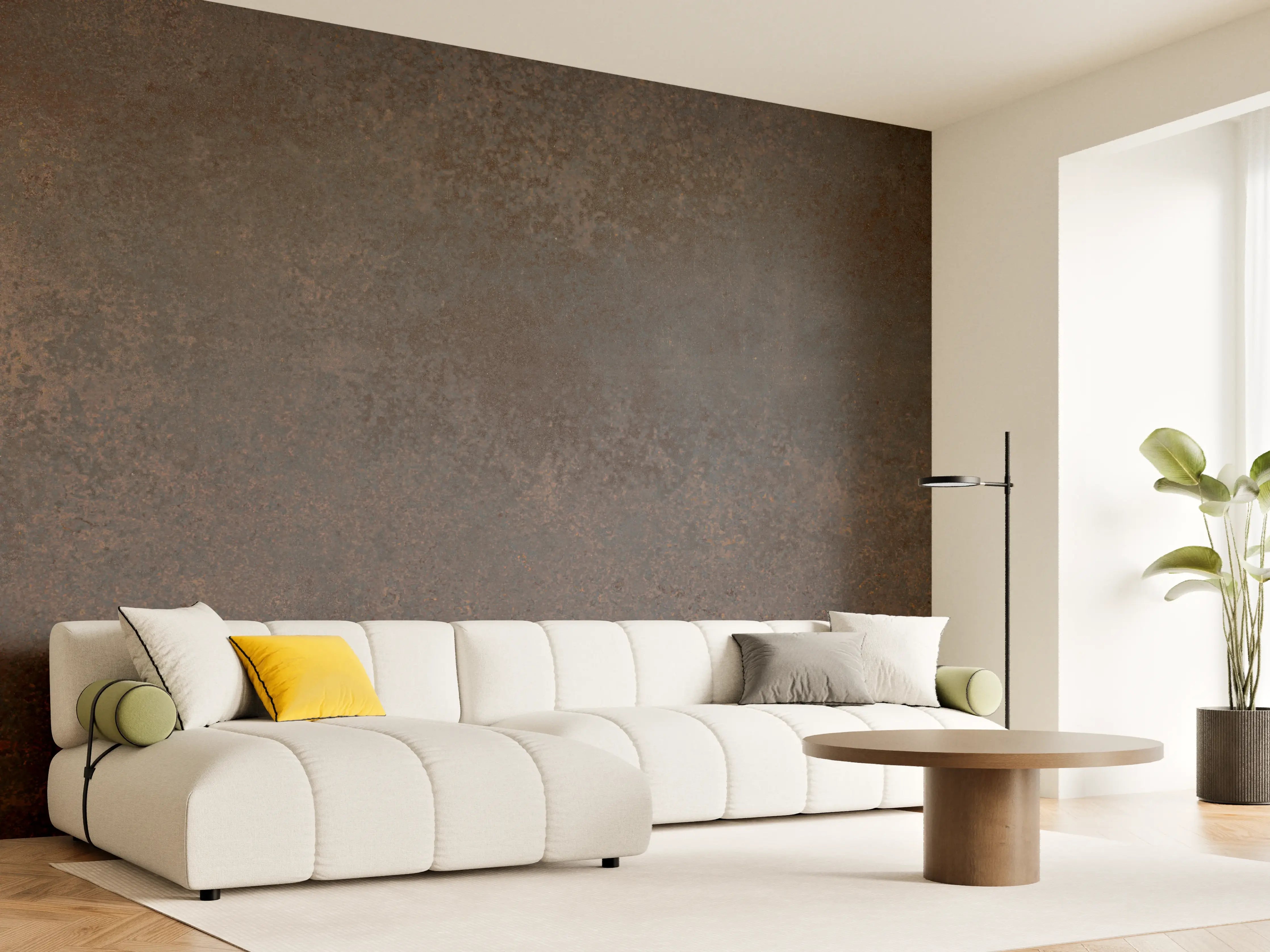 Wandverkleidung Wohnzimmer - Braun-Grauer Zement