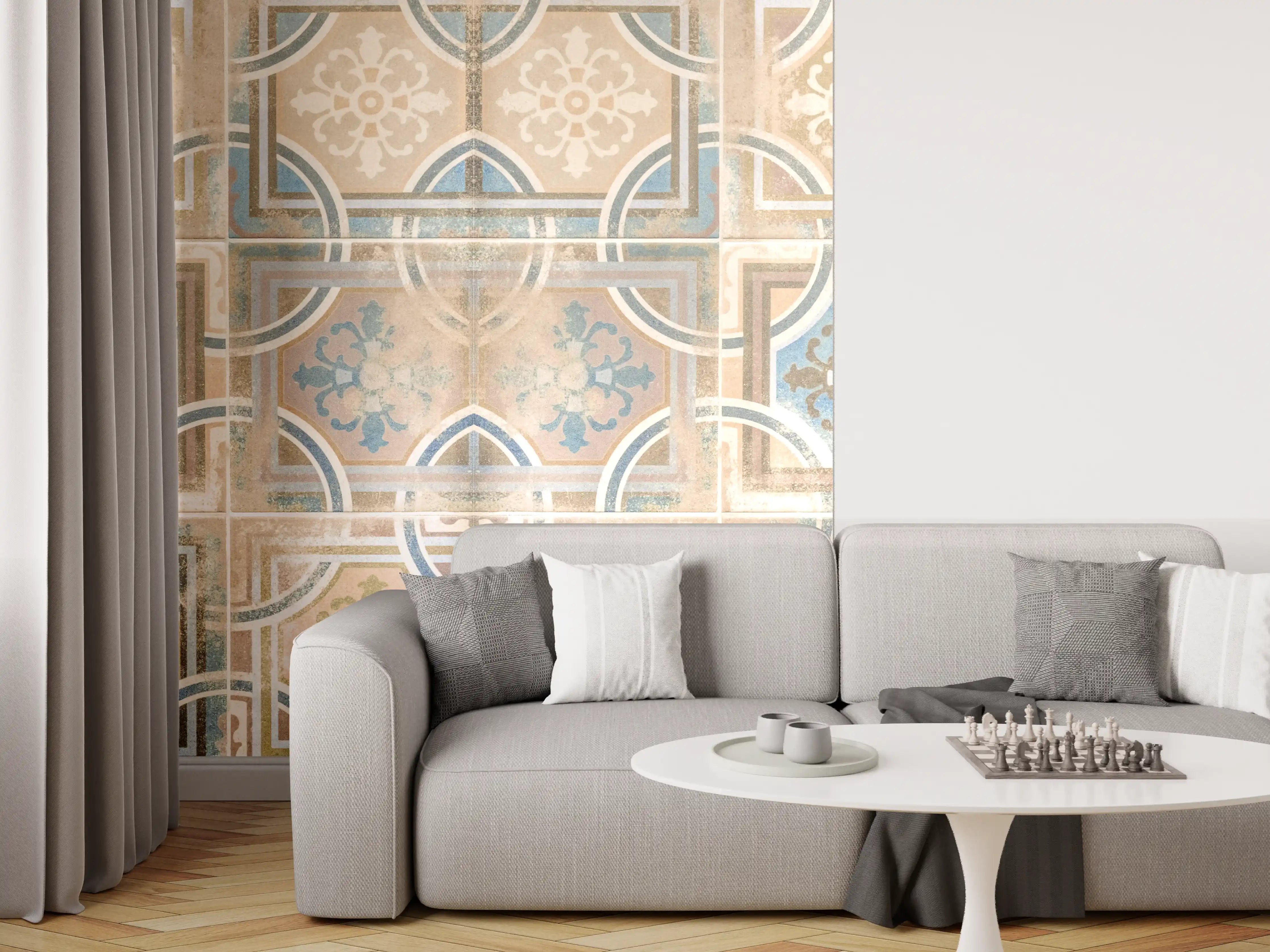 Wandverkleidung Wohnzimmer - Braune Keramik Fliesen