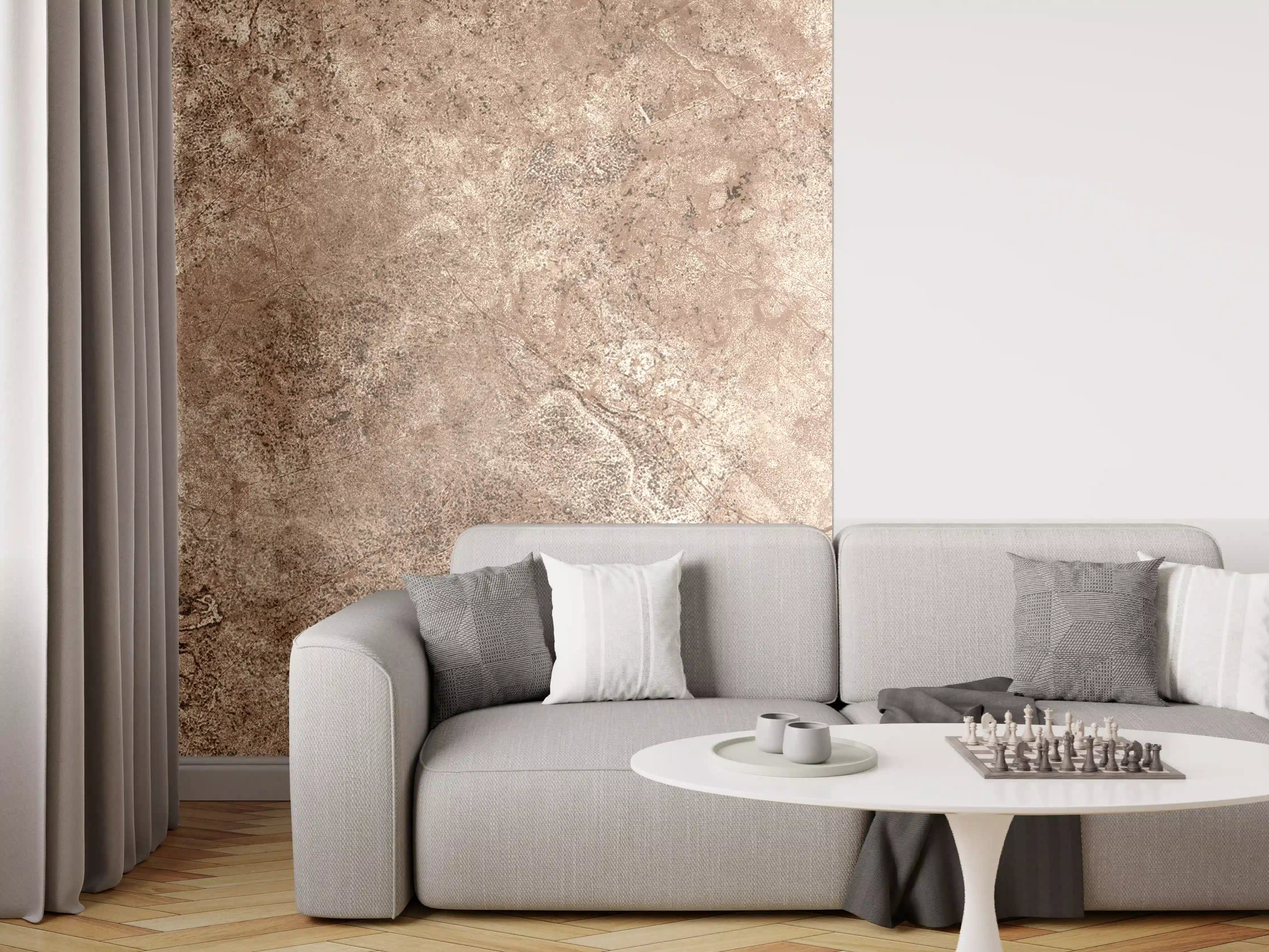 Wandverkleidung Wohnzimmer - Brauner alter Sandstein 1