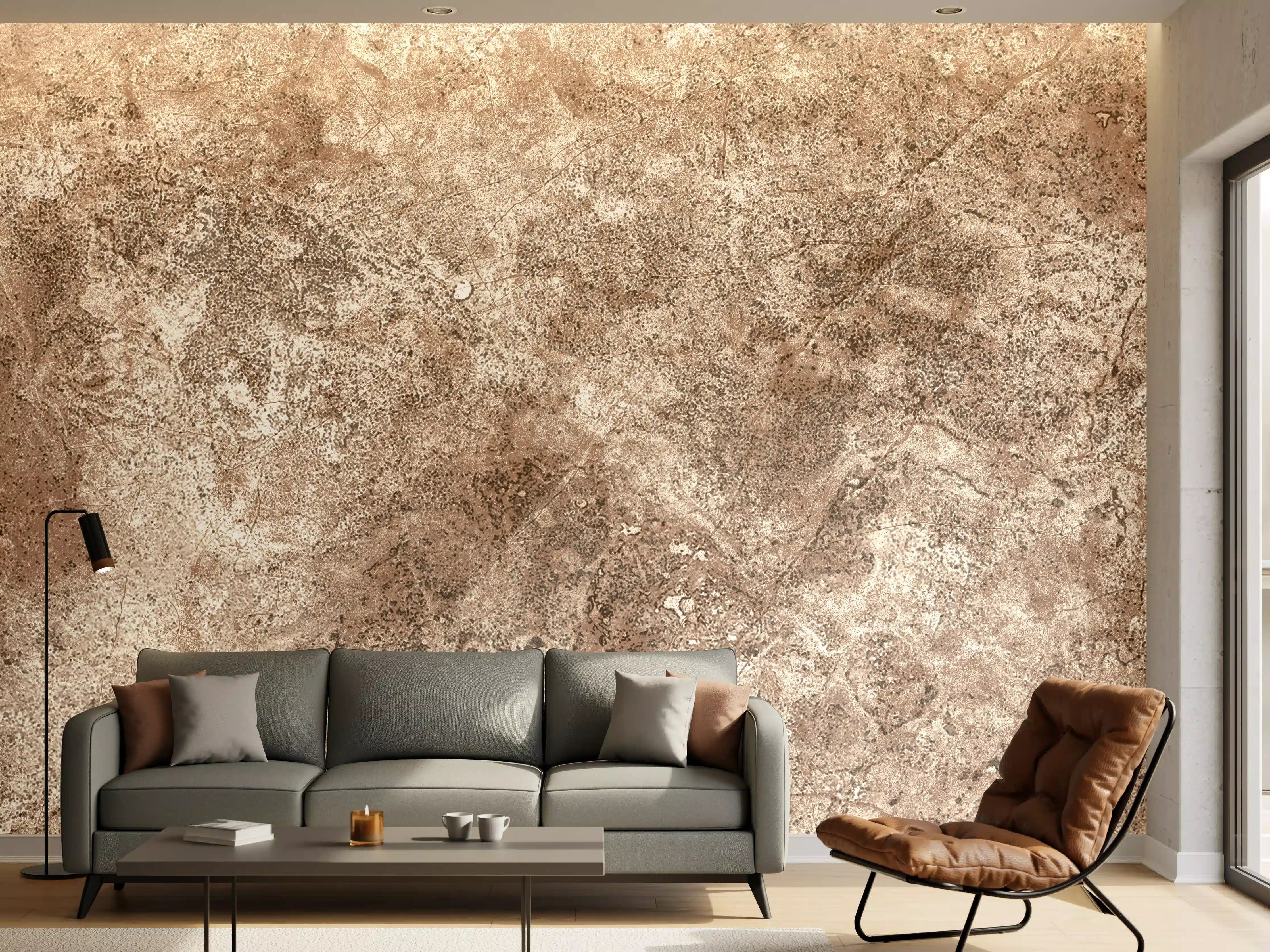 Wandverkleidung Wohnzimmer - Brauner alter Sandstein 2