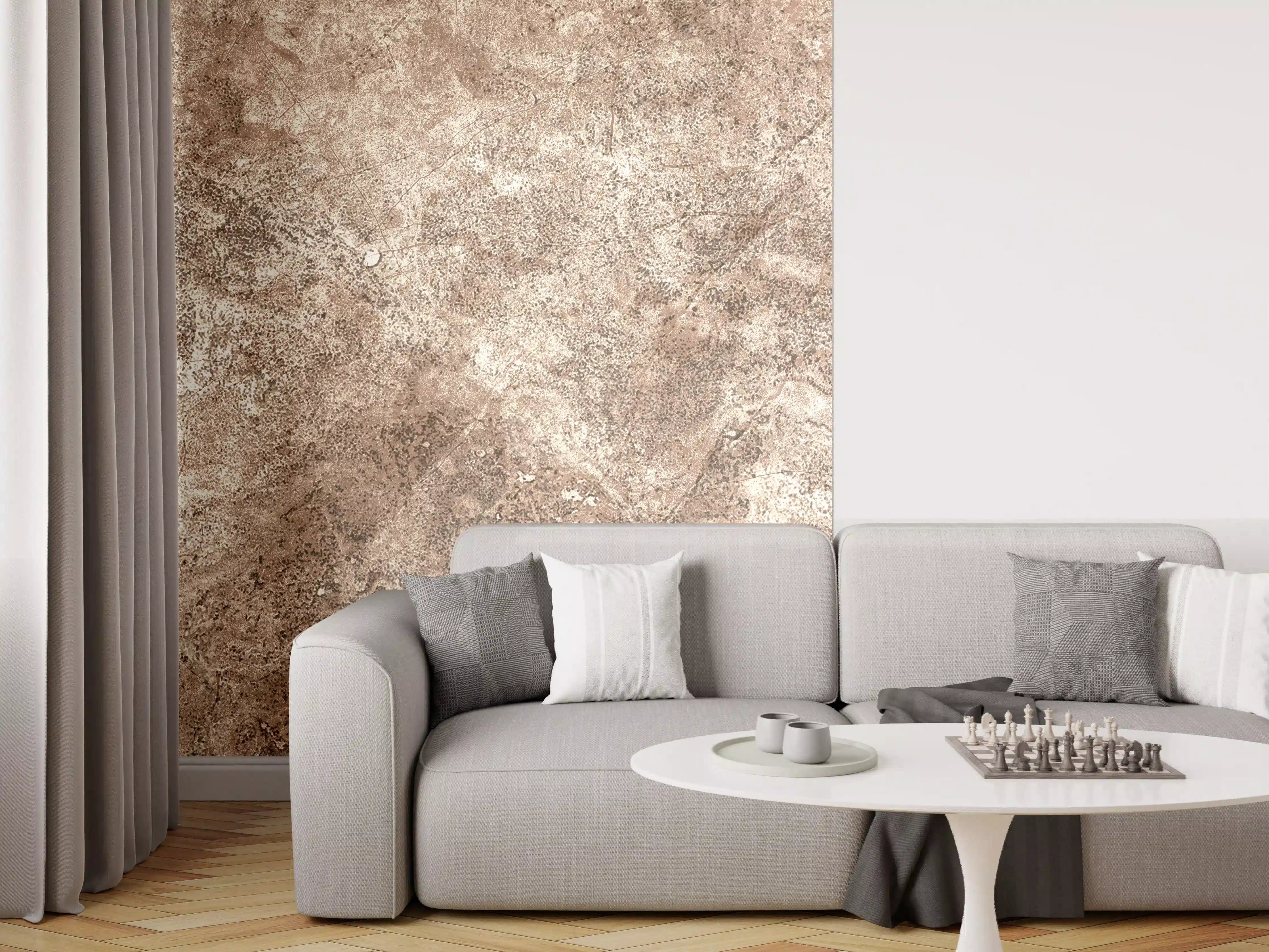 Wandverkleidung Wohnzimmer - Brauner alter Sandstein 2