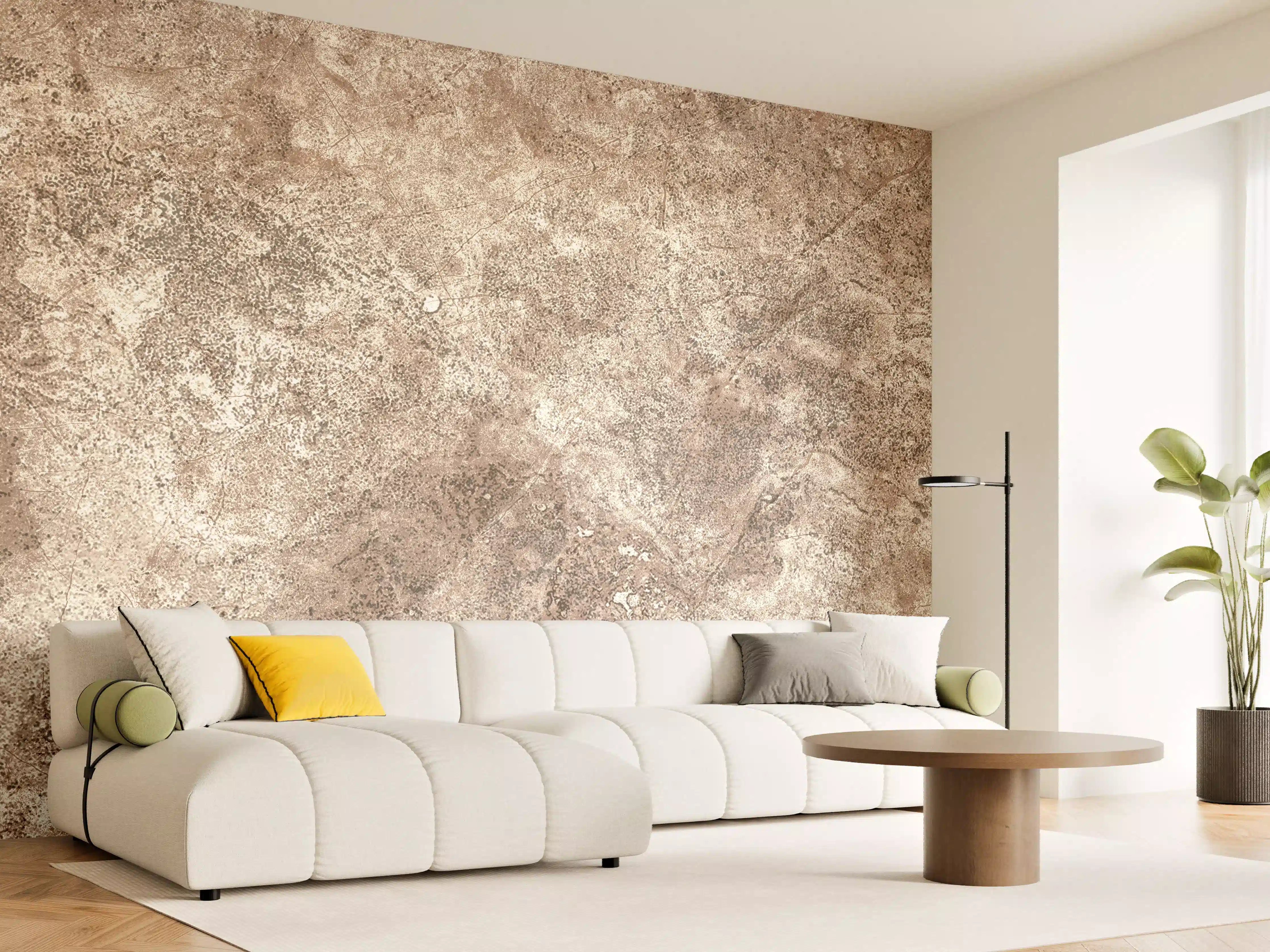 Wandverkleidung Wohnzimmer - Brauner alter Sandstein 2