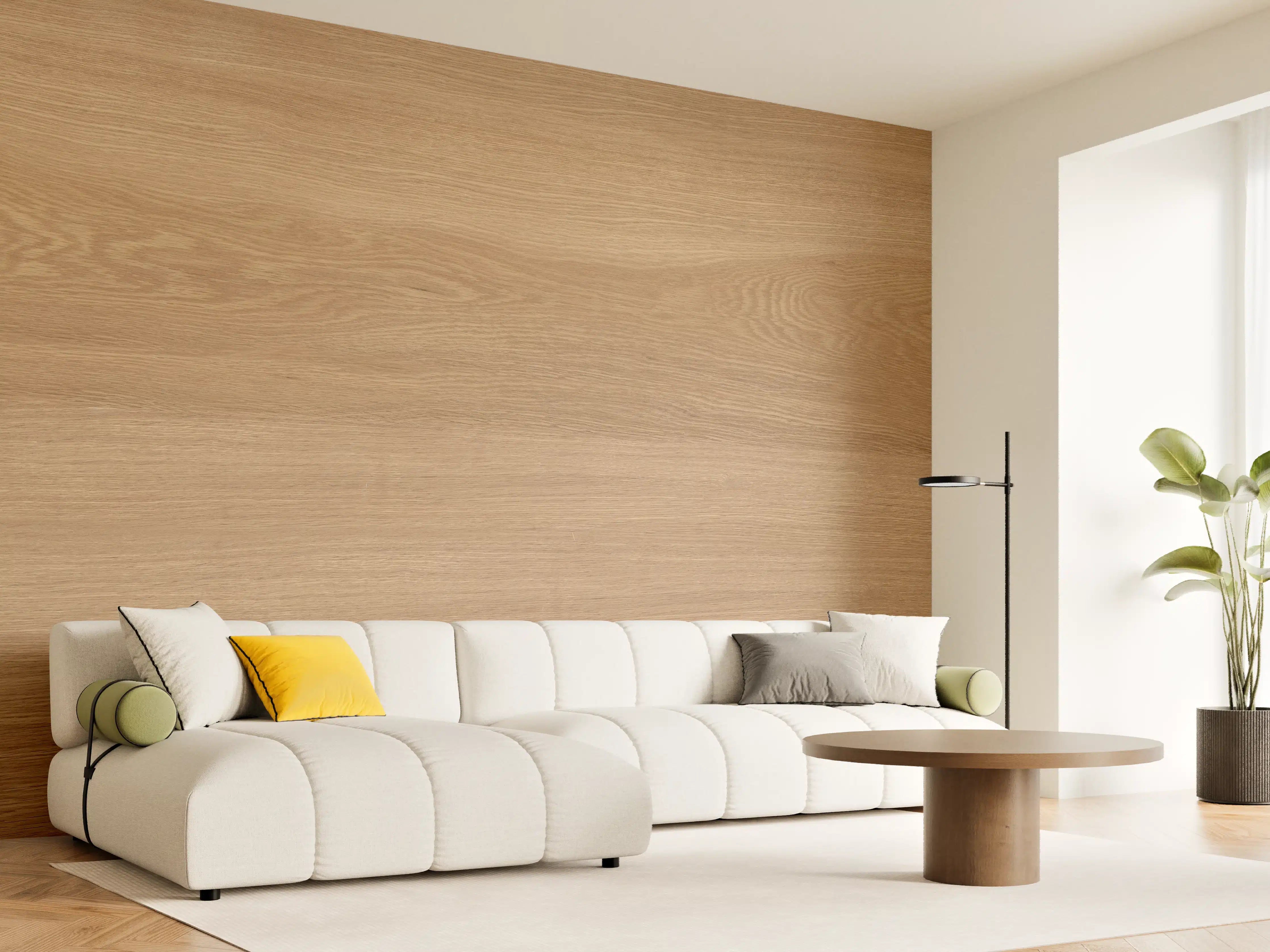 Wandverkleidung Wohnzimmer - Braunes Holzfliesen Muster