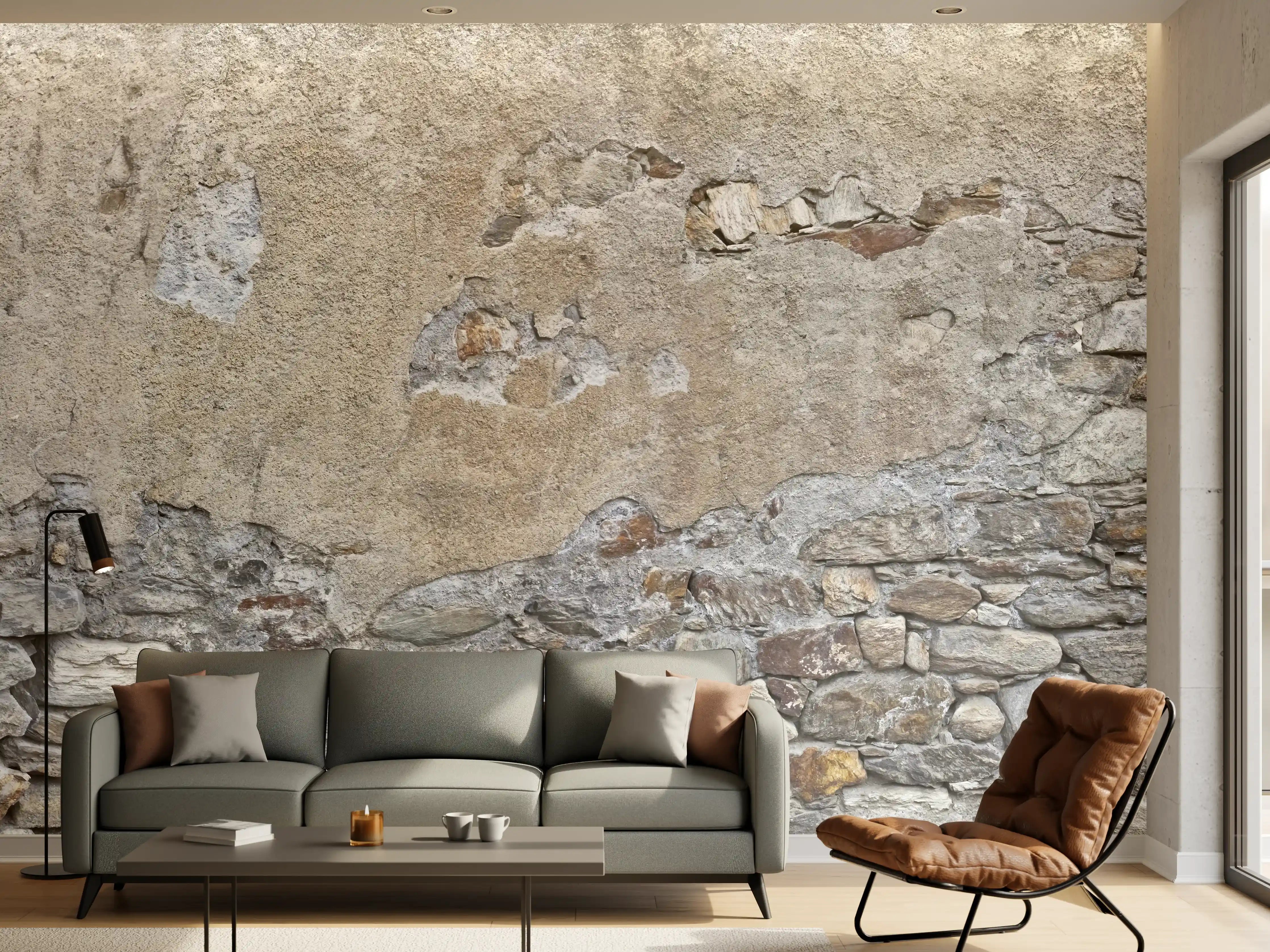 Wandverkleidung Wohnzimmer - Bröckelnde Hausmauer in Südtirol