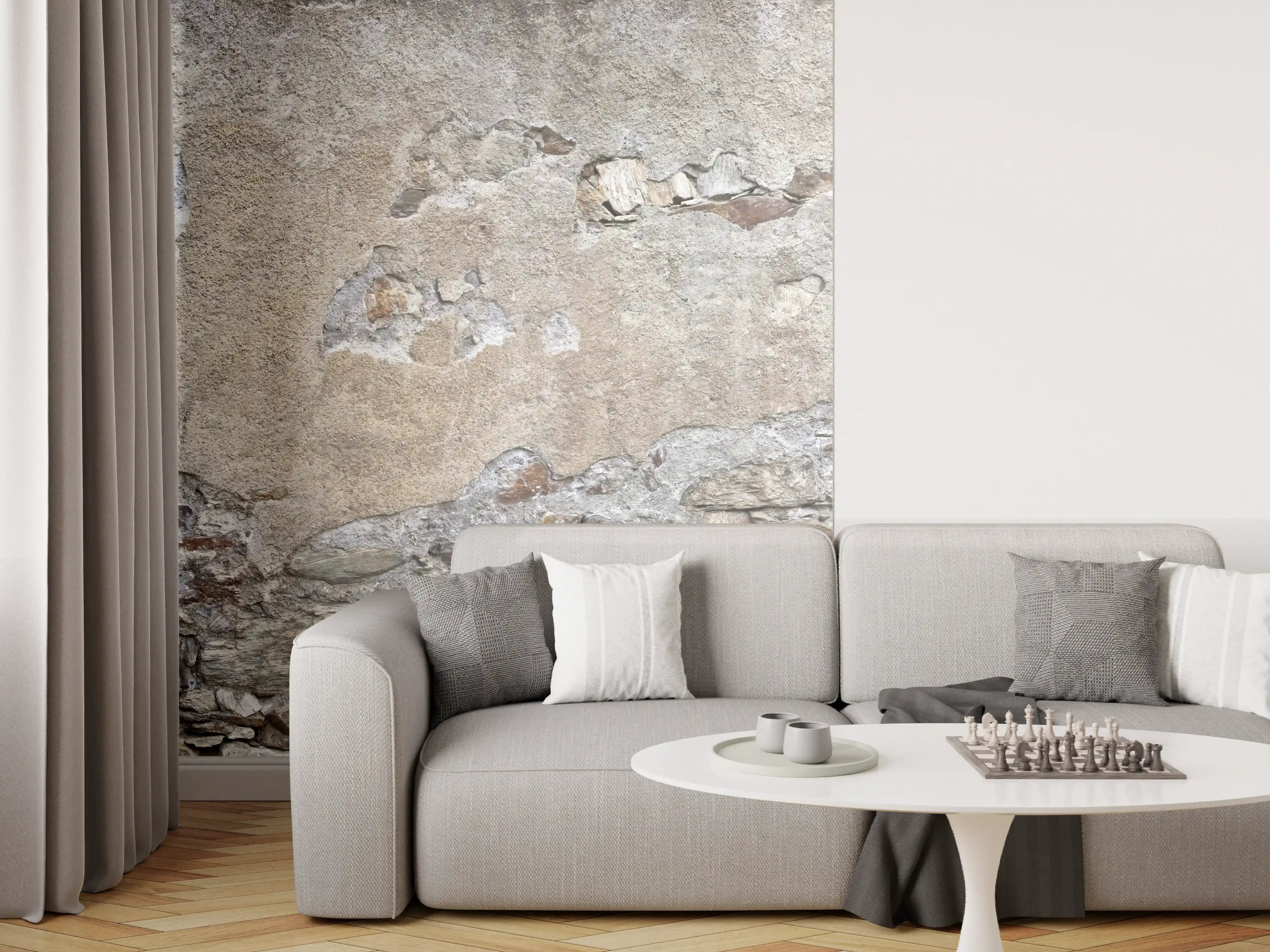 Wandverkleidung Wohnzimmer - Bröckelnde Hausmauer in Südtirol