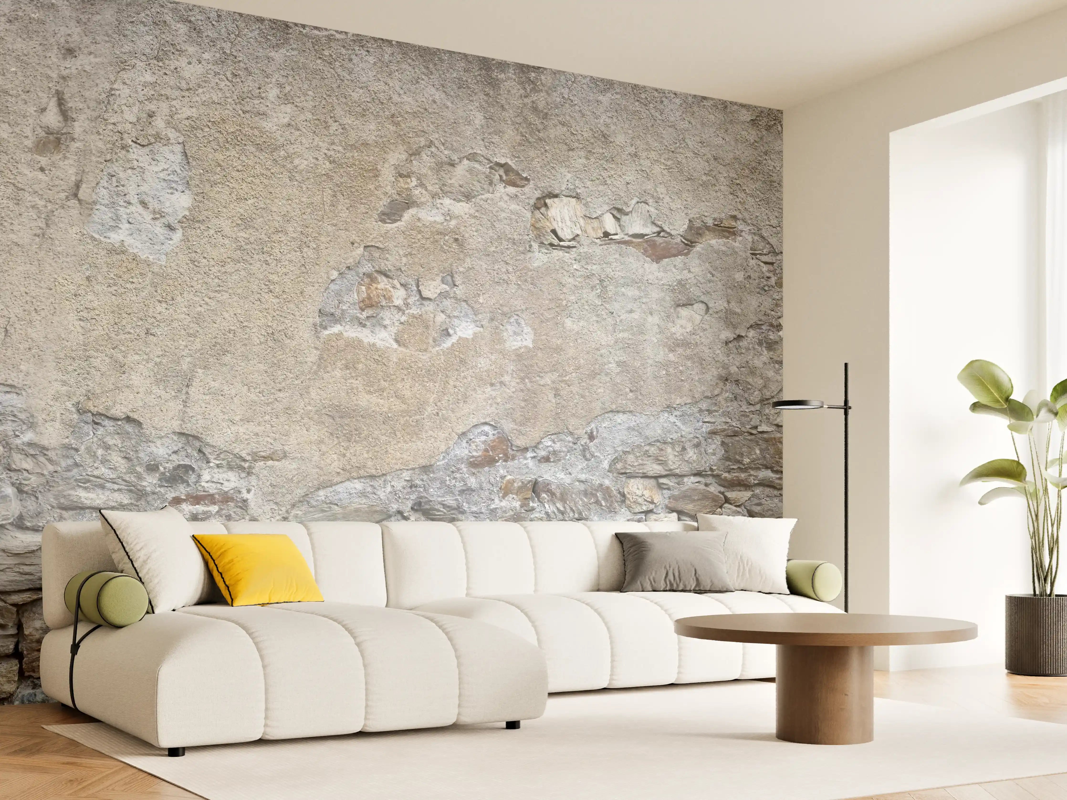Wandverkleidung Wohnzimmer - Bröckelnde Hausmauer in Südtirol