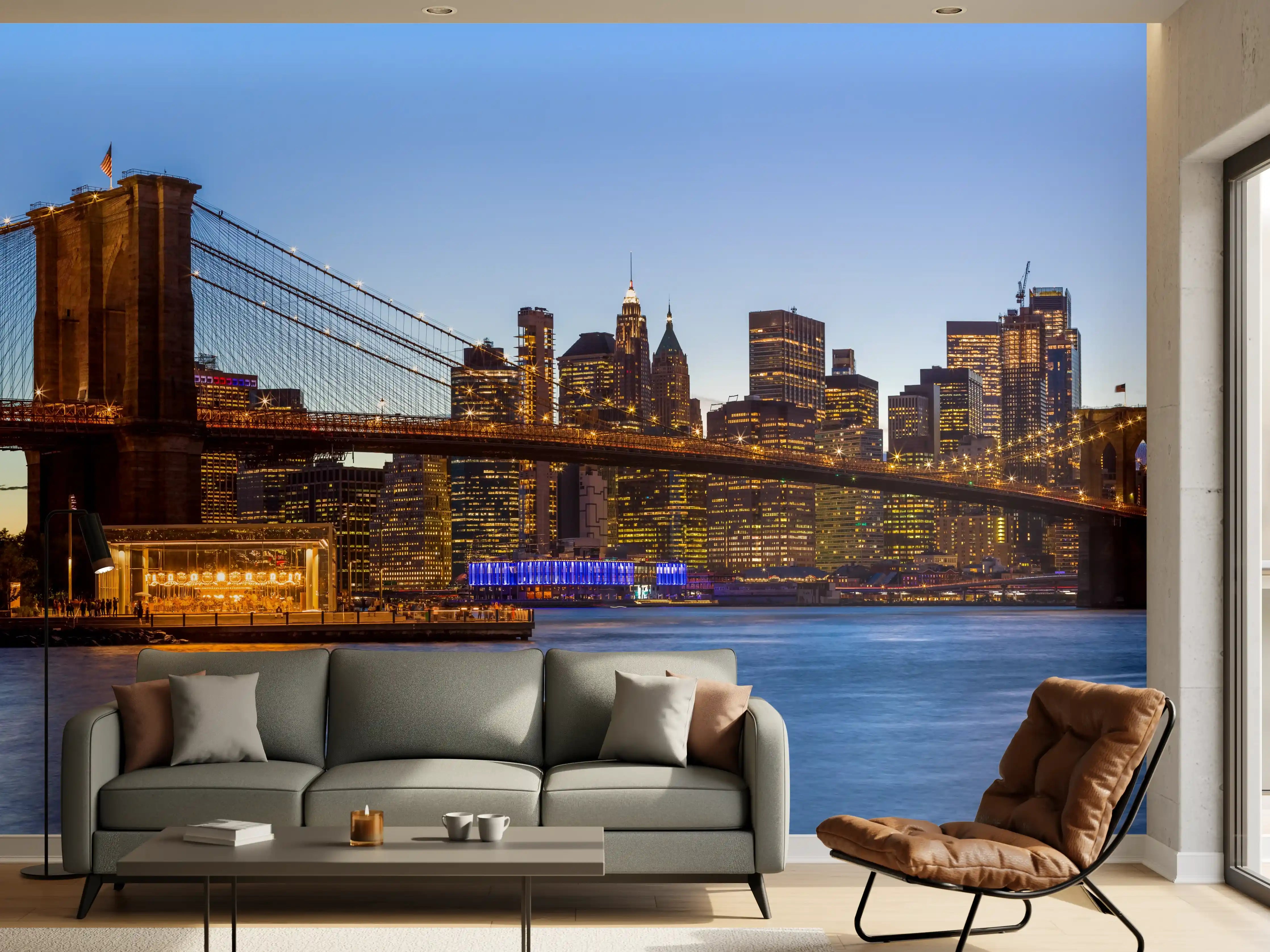 Wandverkleidung Wohnzimmer - Brooklyn Bridge - New York City
