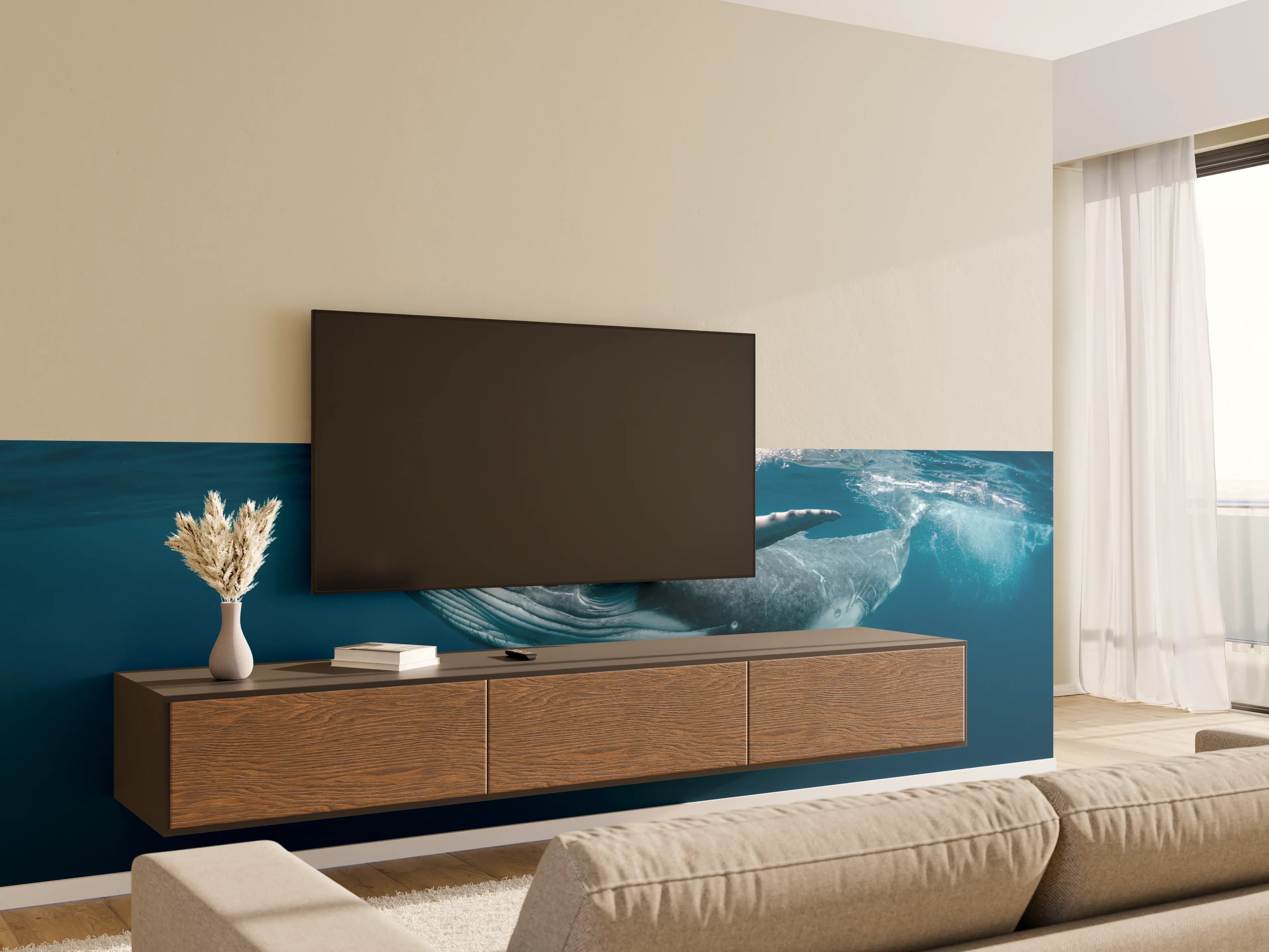 Wandverkleidung Wohnzimmer - Buckelbaby - nähe Wasseroberfläche