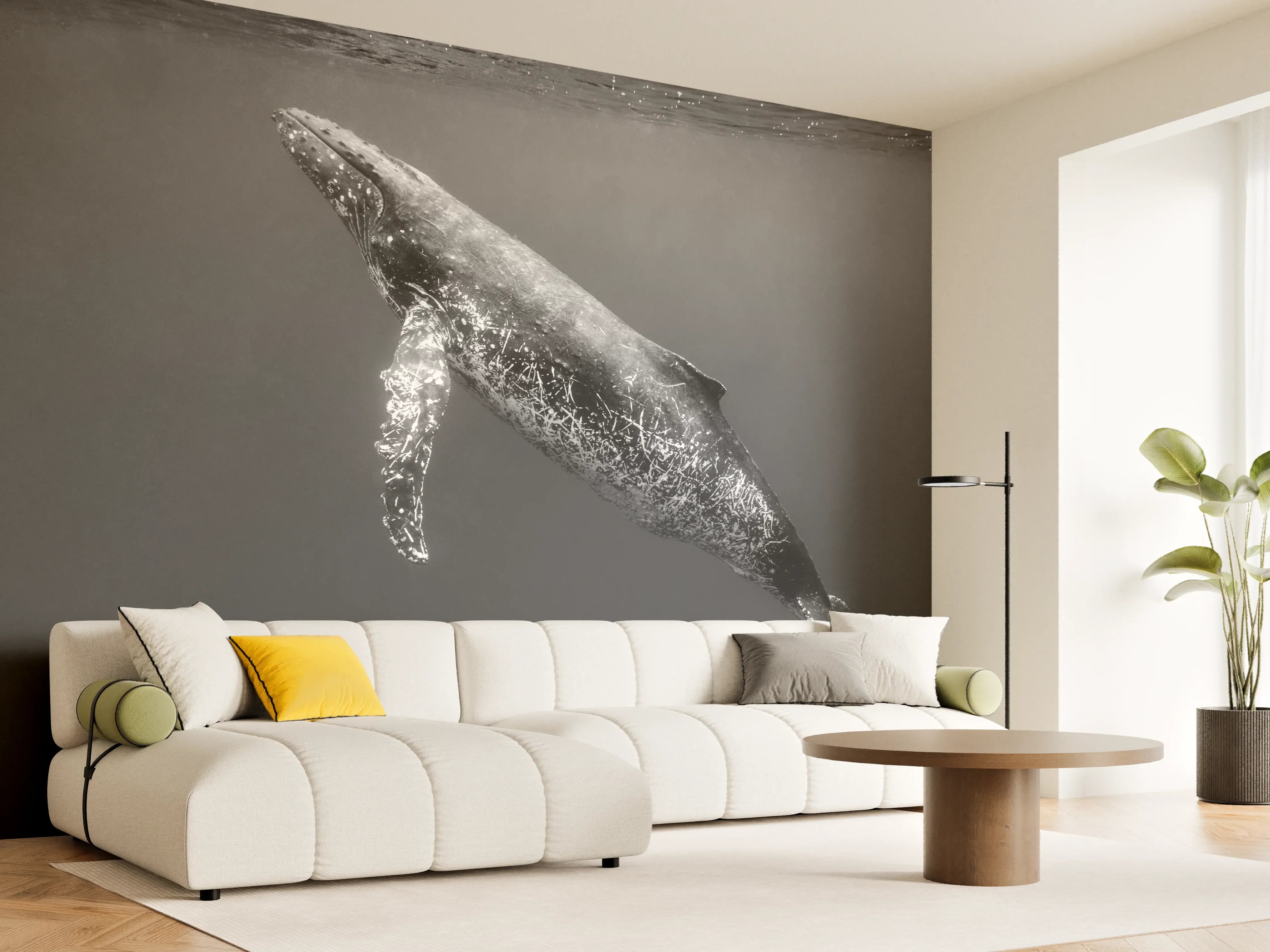 Wandverkleidung Wohnzimmer - Buckelwal