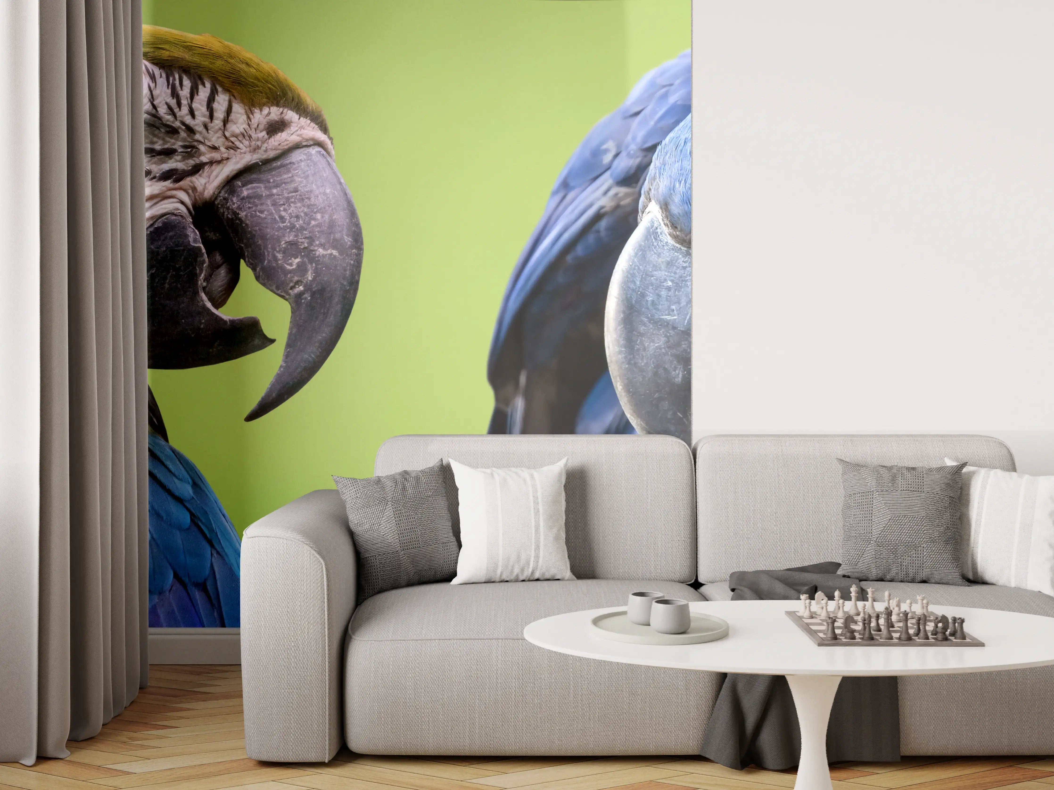 Wandverkleidung Wohnzimmer - Bunte Gruppe von Aras
