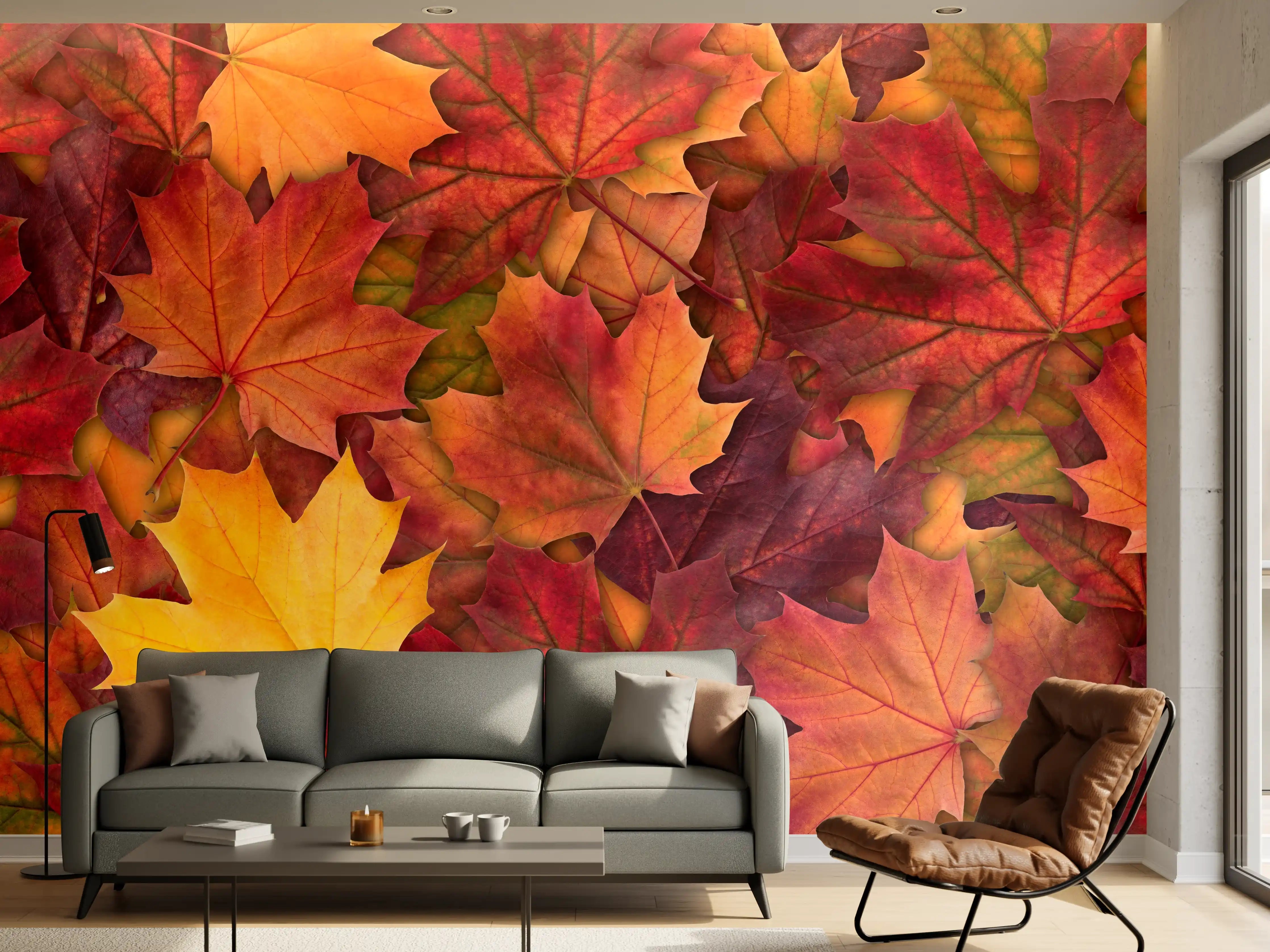 Wandverkleidung Wohnzimmer - Bunte Herbst Ahornbaum Blätter