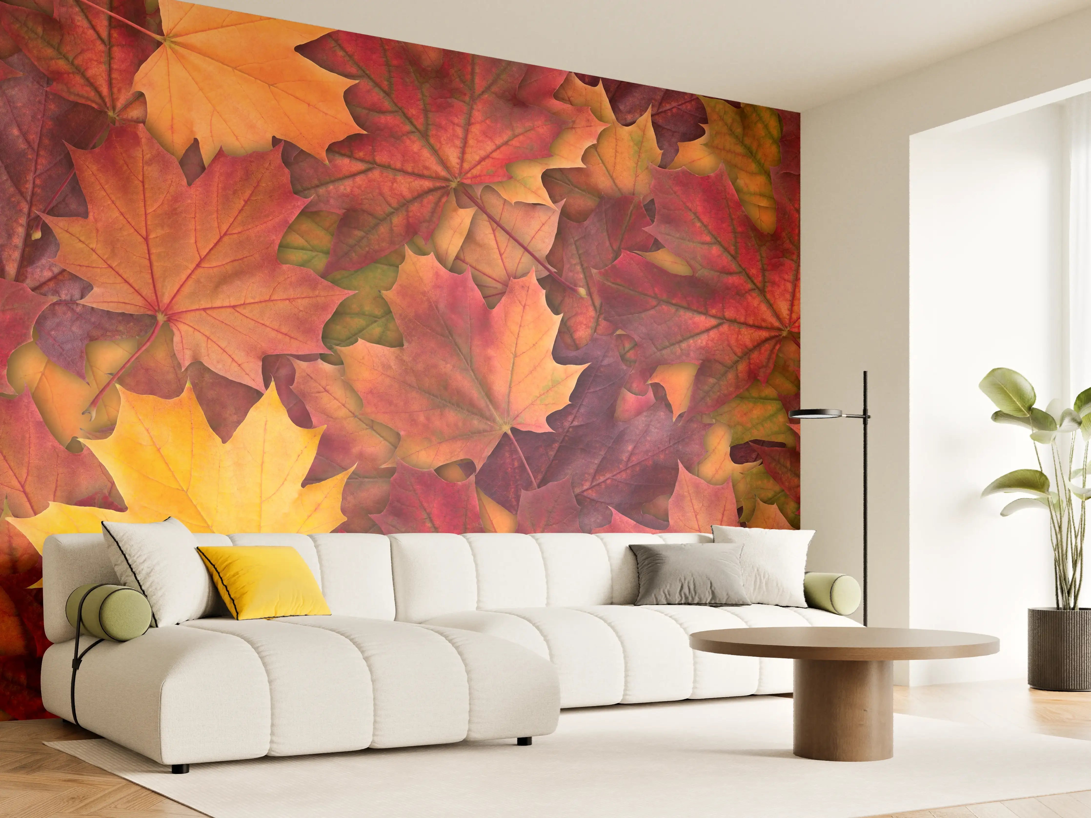 Wandverkleidung Wohnzimmer - Bunte Herbst Ahornbaum Blätter