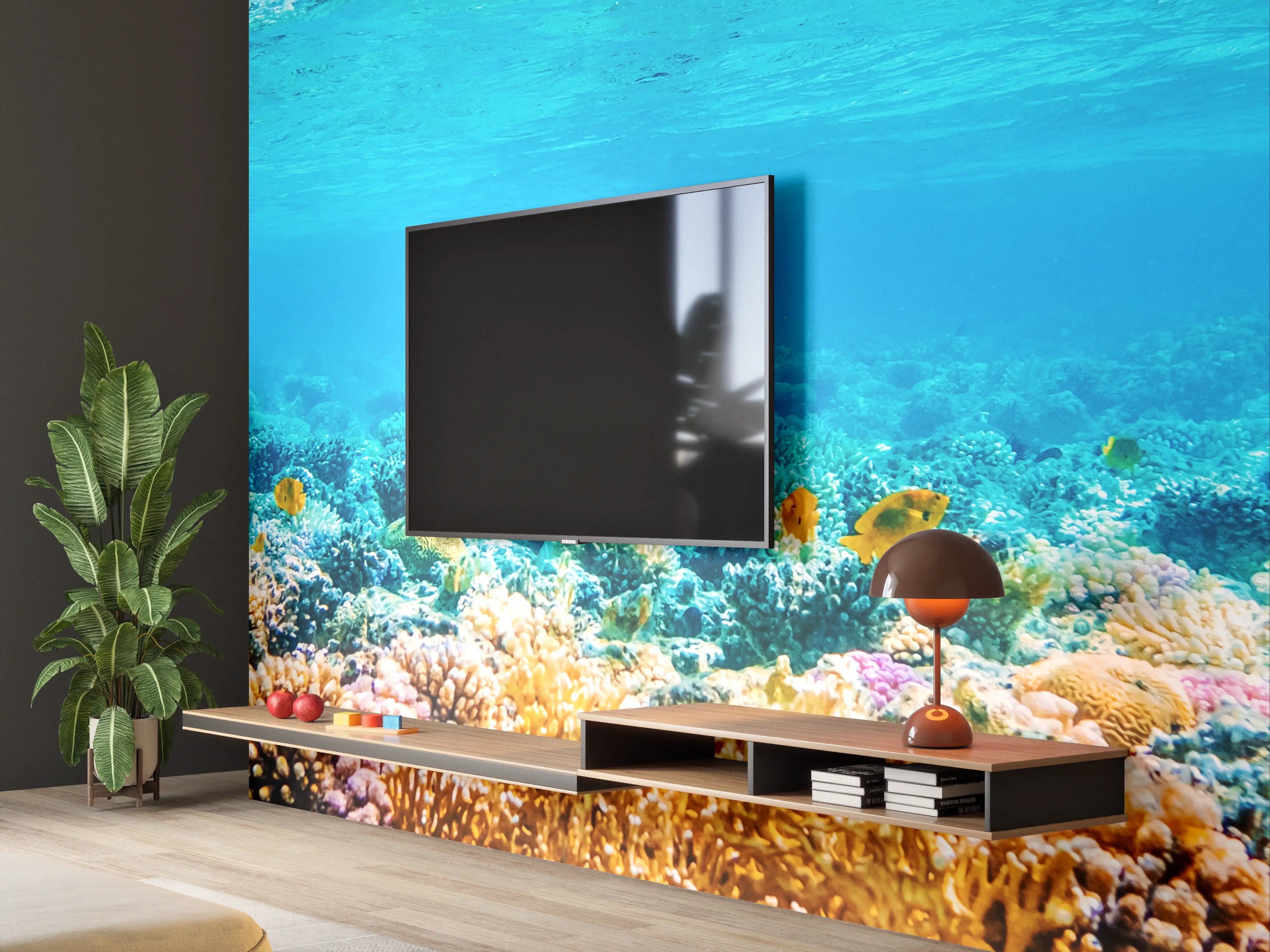 Wandverkleidung Wohnzimmer - Bunte Korallenriff-Unterwasserwelt