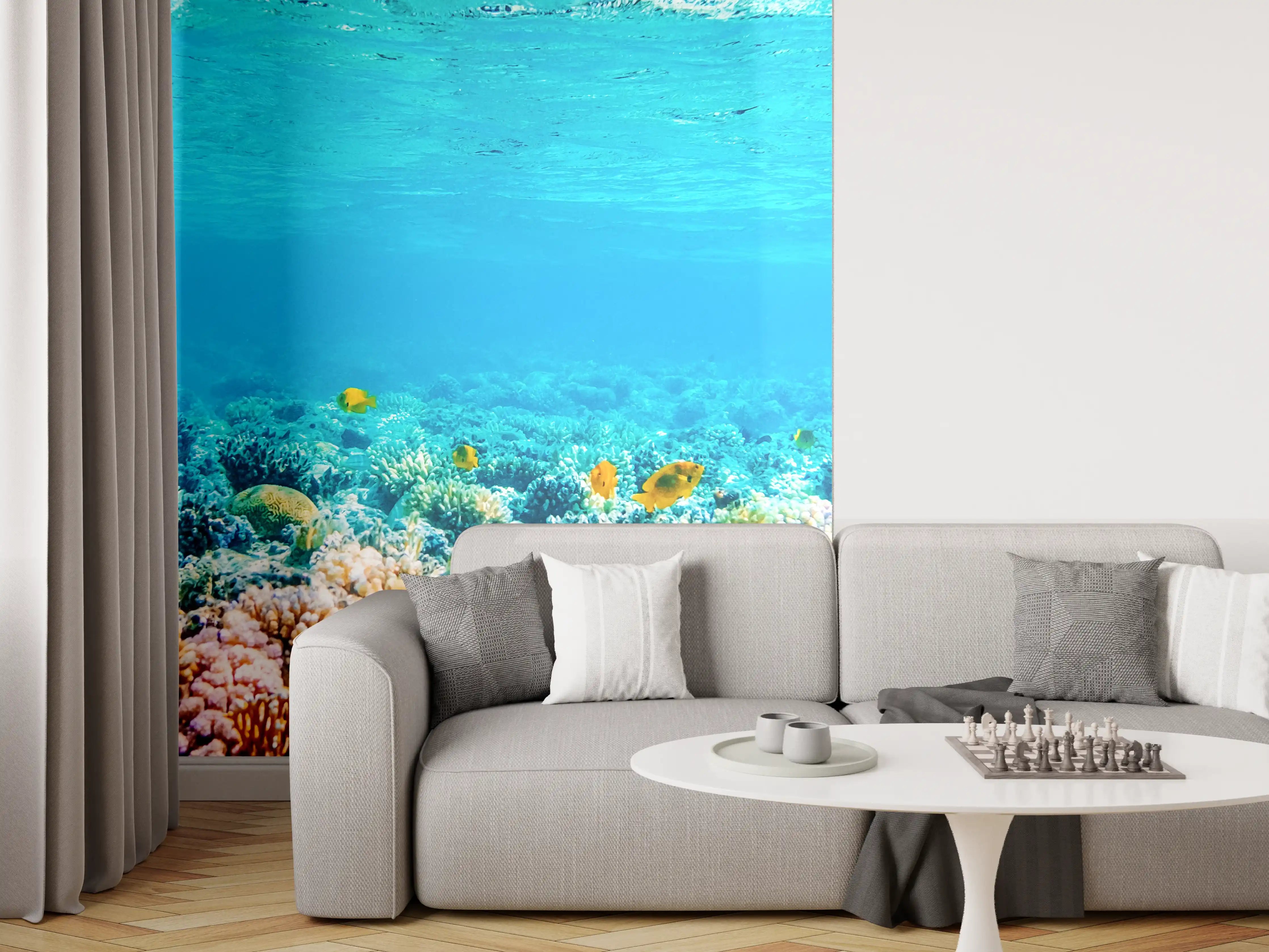 Wandverkleidung Wohnzimmer - Bunte Korallenriff-Unterwasserwelt