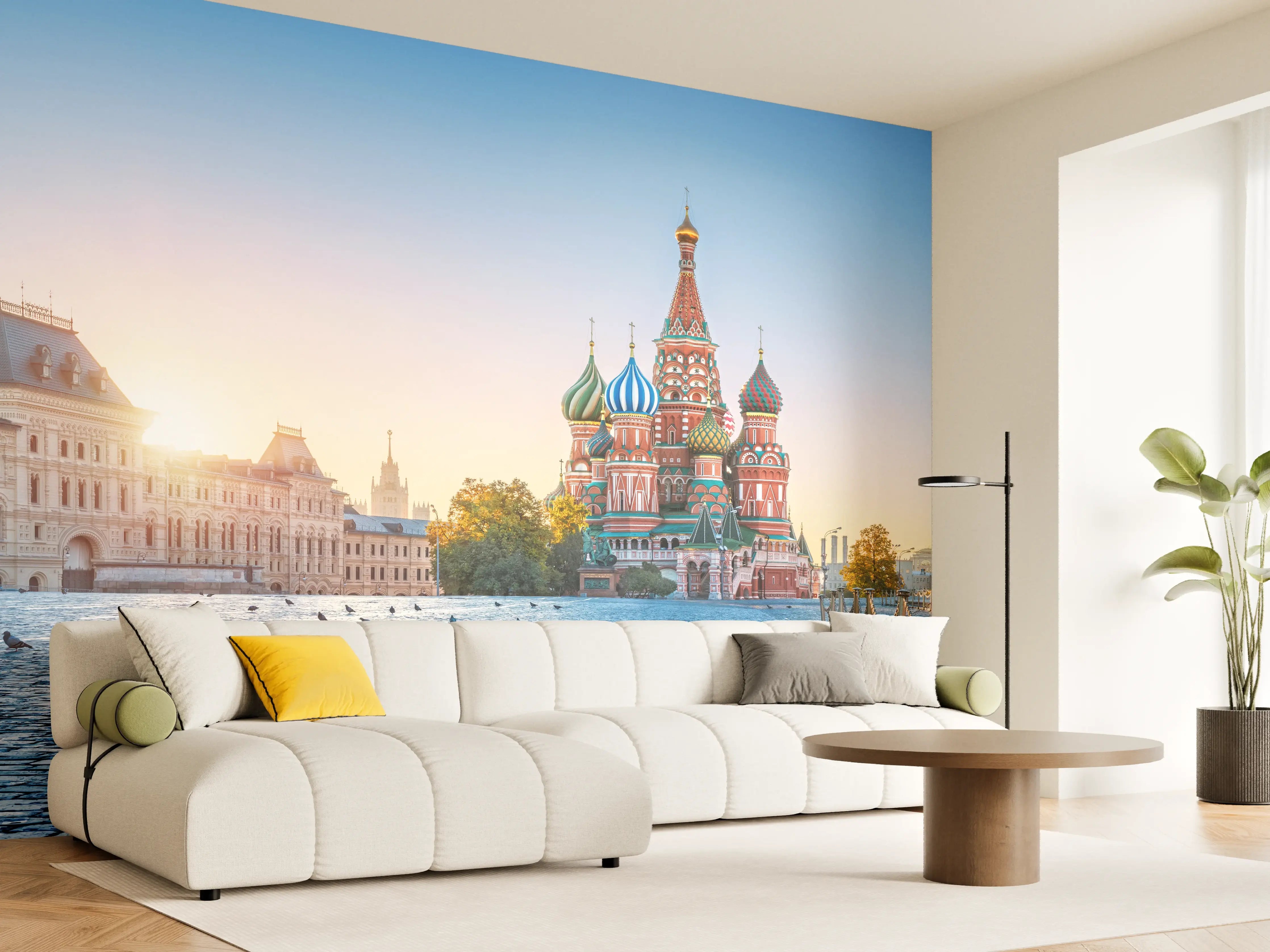 Wandverkleidung Wohnzimmer - Bunte Moschee in Moskau bei Sonnenaufgang