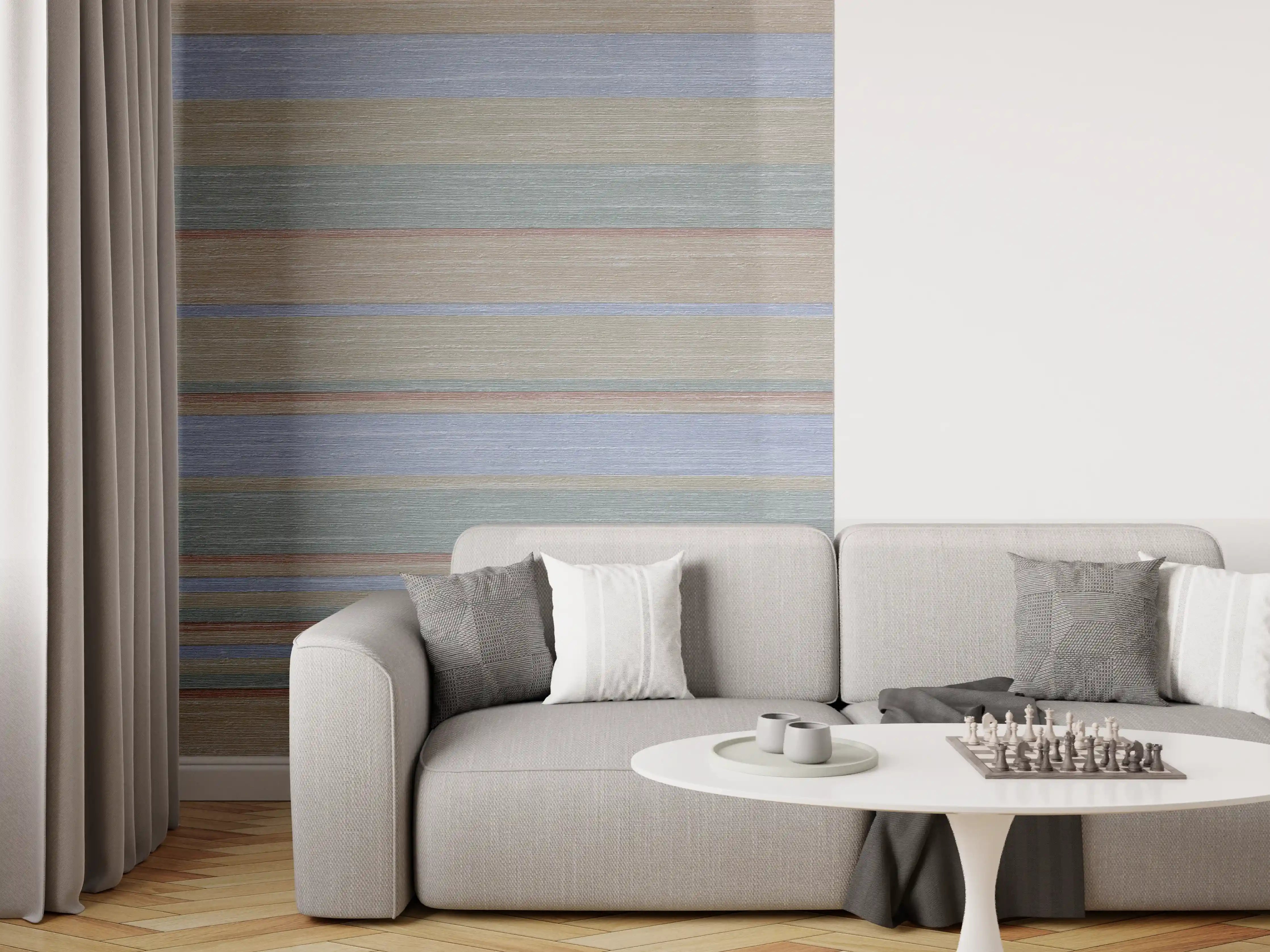 Wandverkleidung Wohnzimmer - Bunte Streifen in neutralen Tönen
