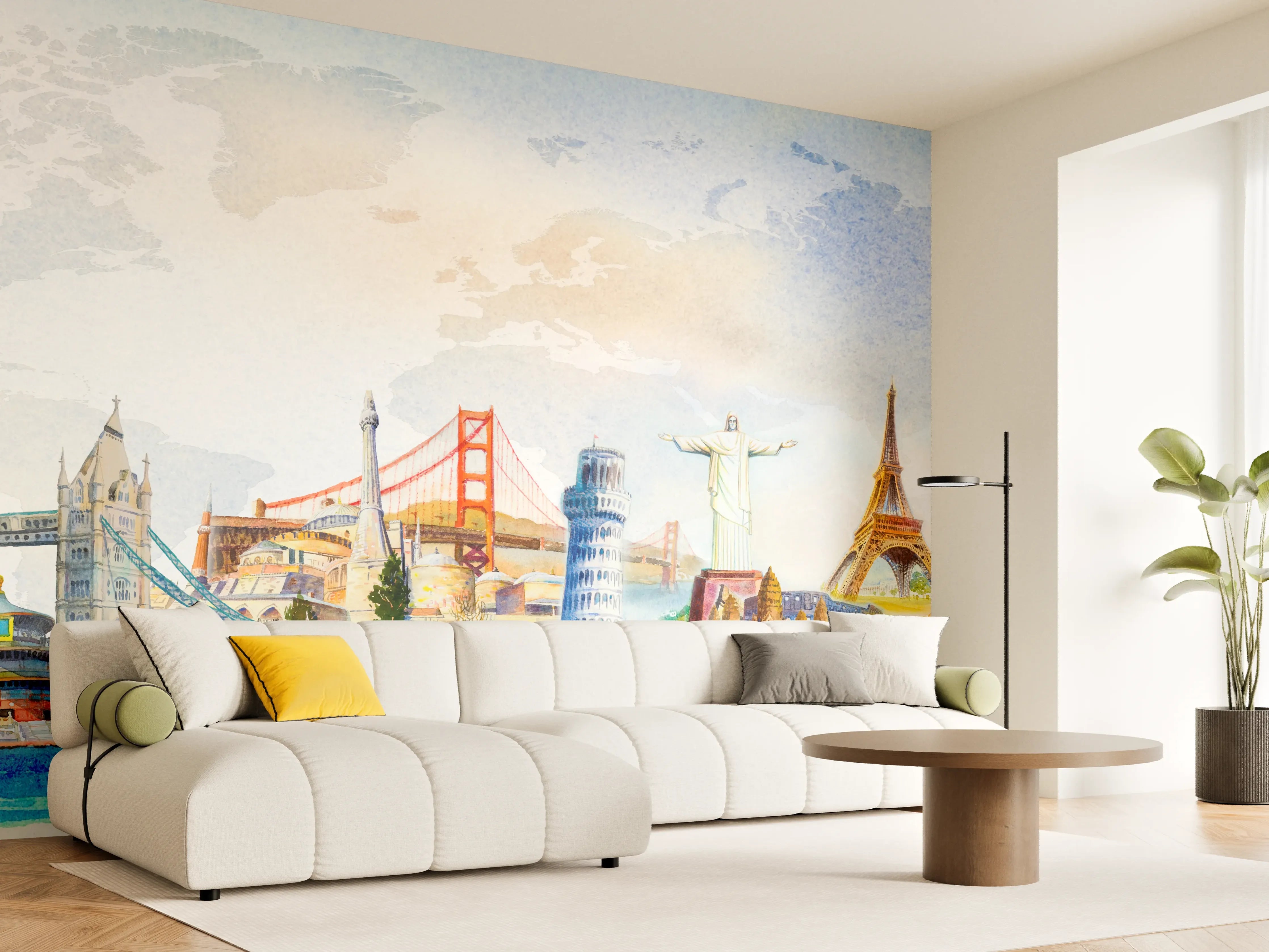 Wandverkleidung Wohnzimmer - Bunte Welterkundung Panorama