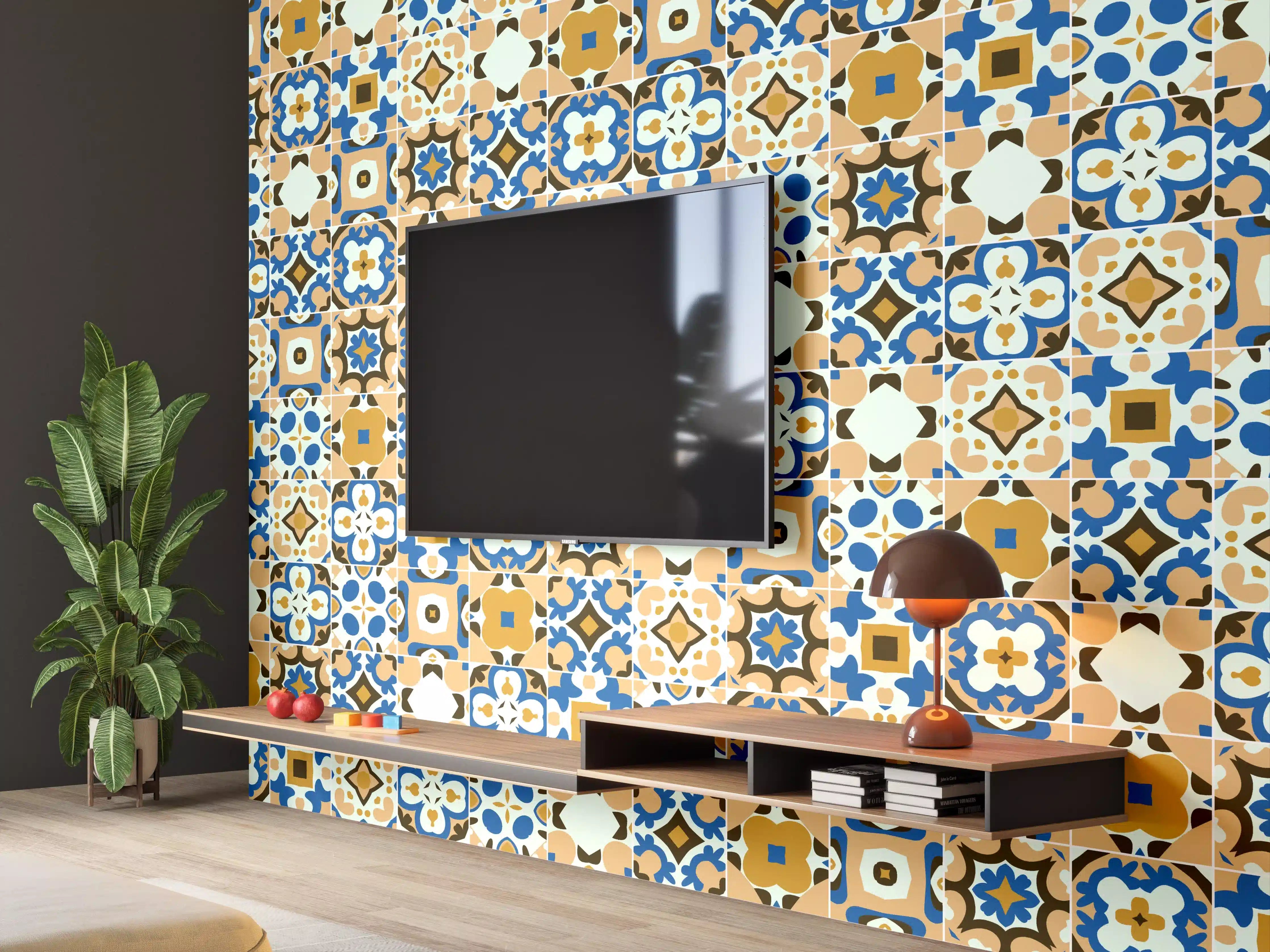Wandverkleidung Wohnzimmer - Bunte geflieste Mosaikfliese