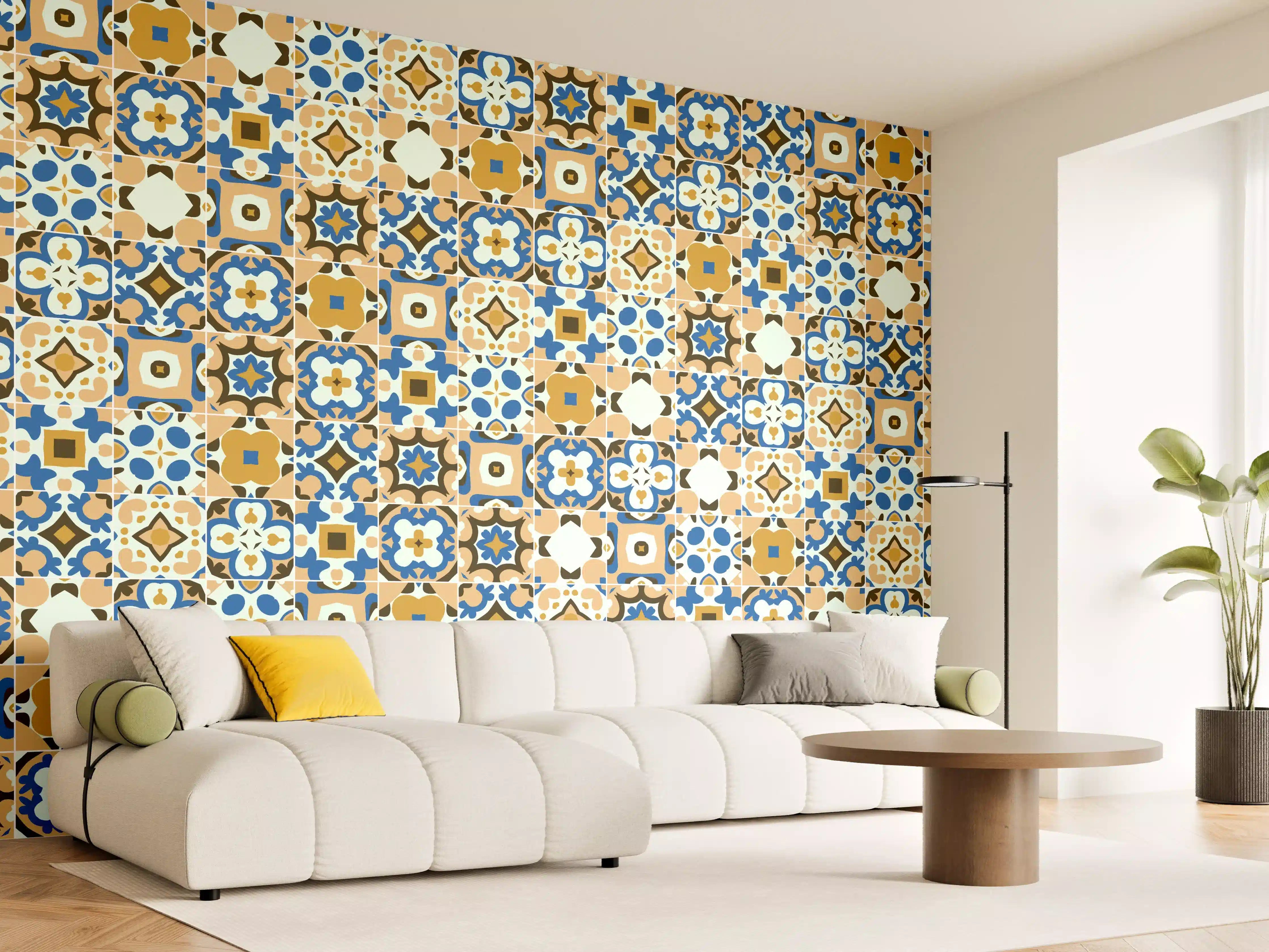 Wandverkleidung Wohnzimmer - Bunte geflieste Mosaikfliese