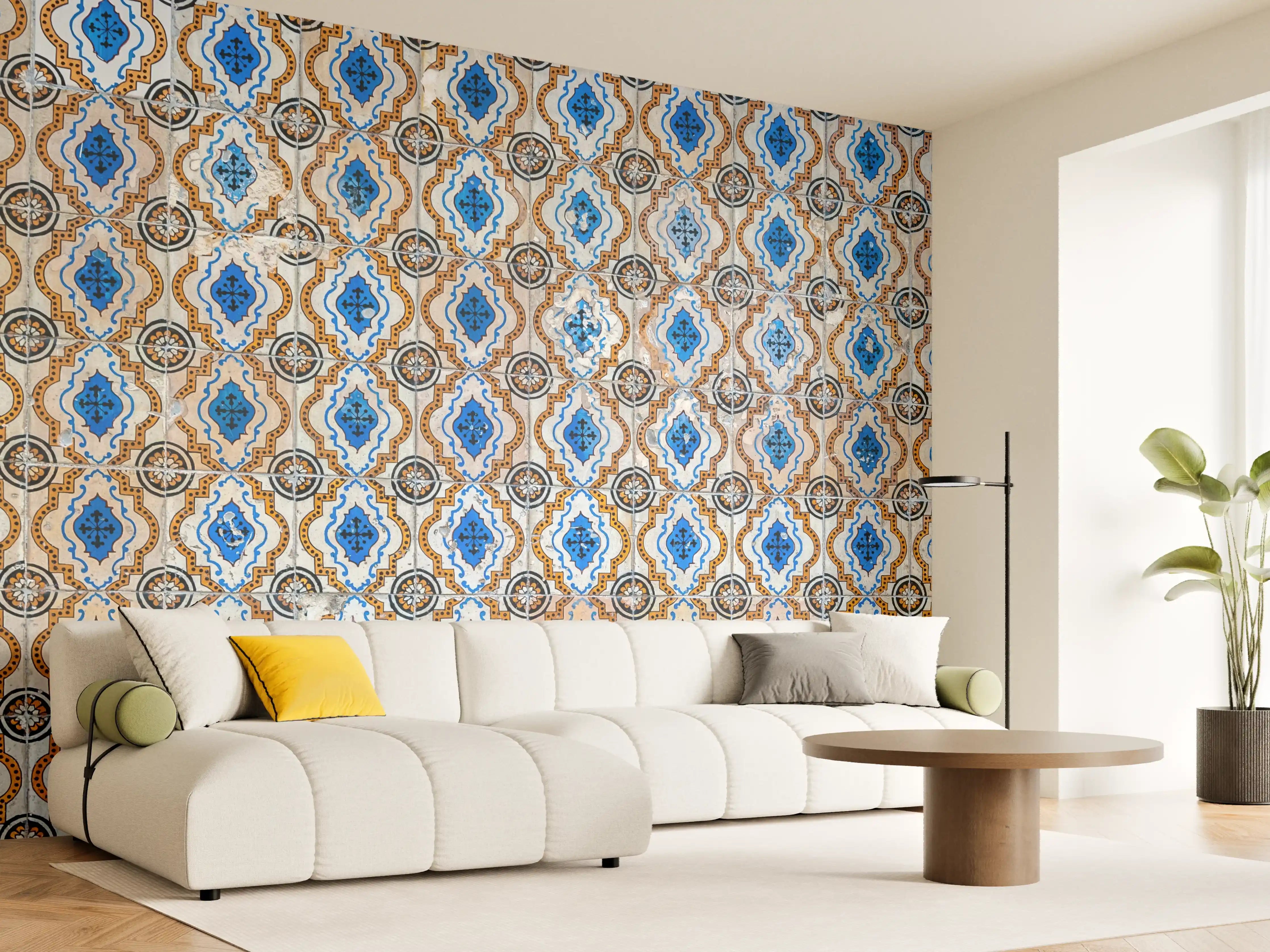Wandverkleidung Wohnzimmer - Bunte geometrische Fliesenmuster