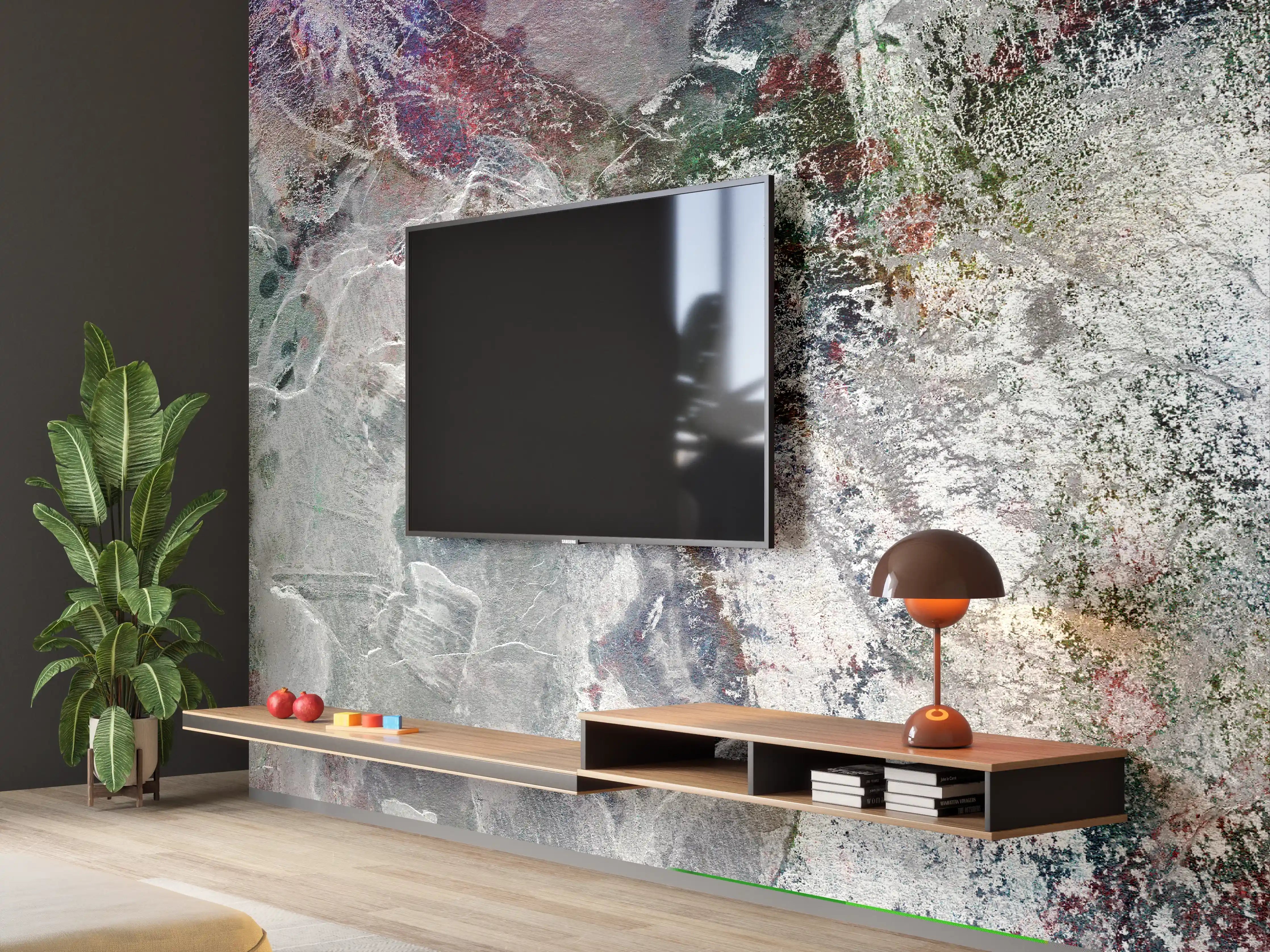 Wandverkleidung Wohnzimmer - Bunte natürliche Marmortextur