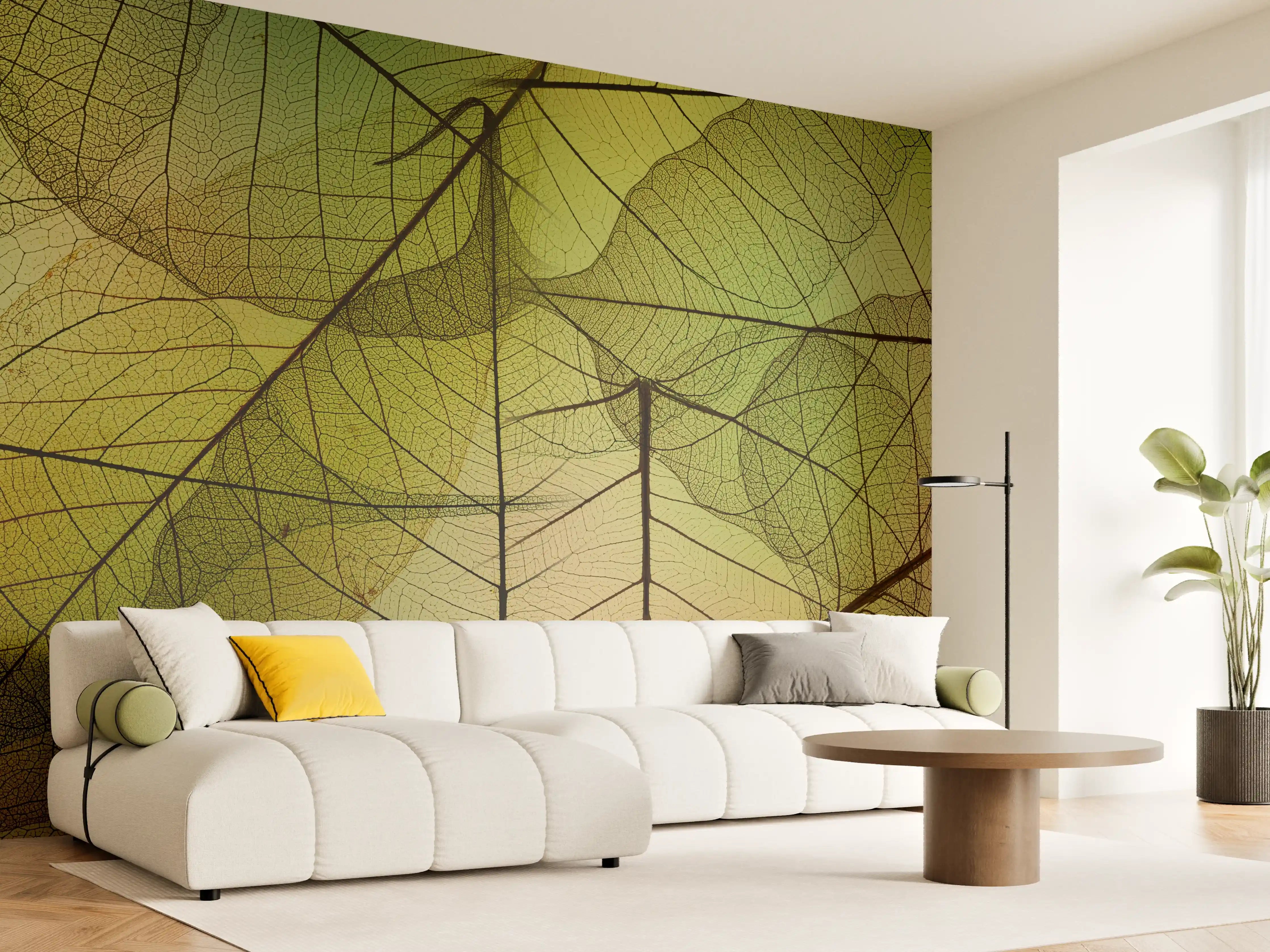 Wandverkleidung Wohnzimmer - Buntes Blattadern Makrofoto