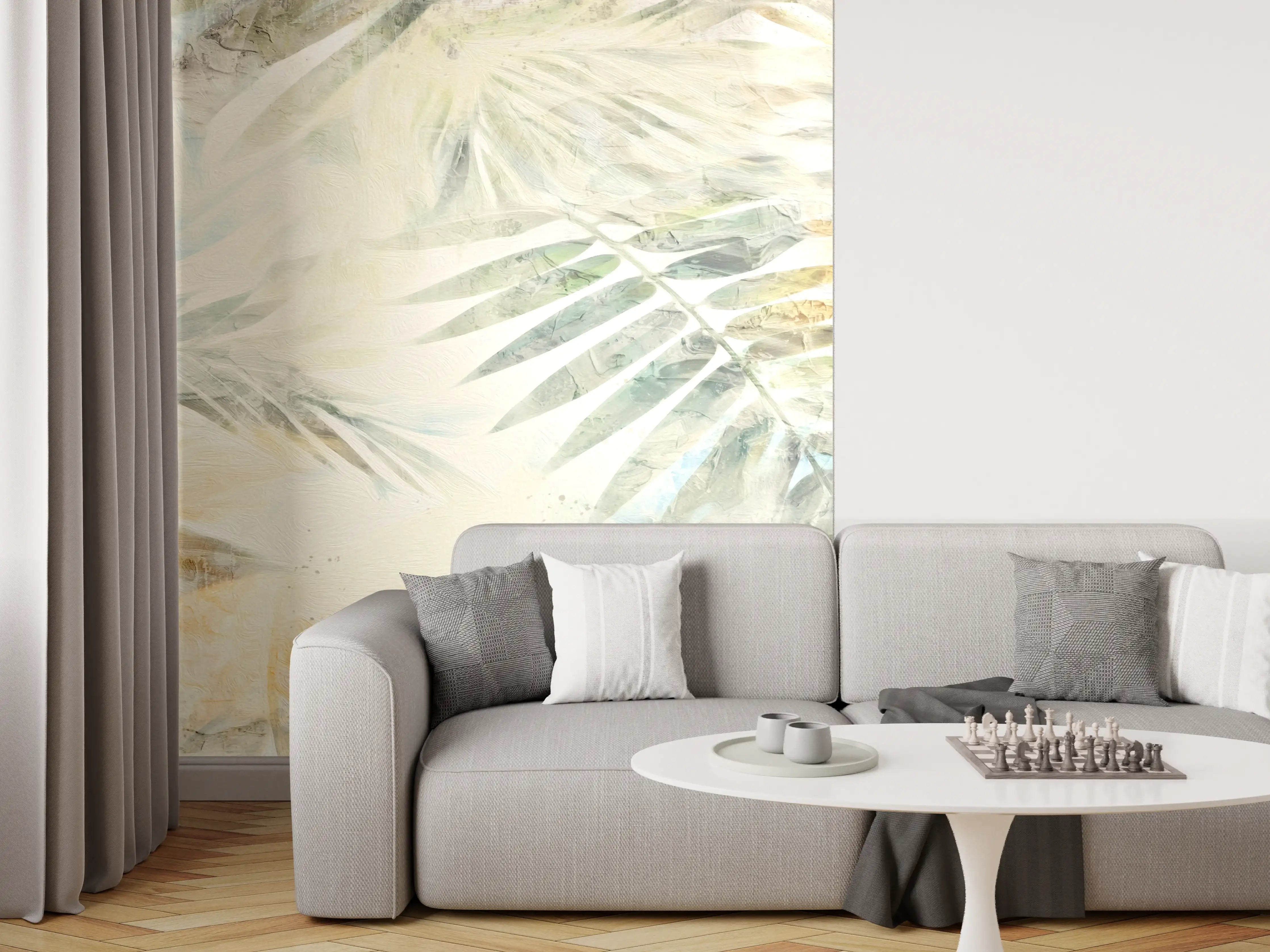 Wandverkleidung Wohnzimmer - Buntes Dschungel Gemälde