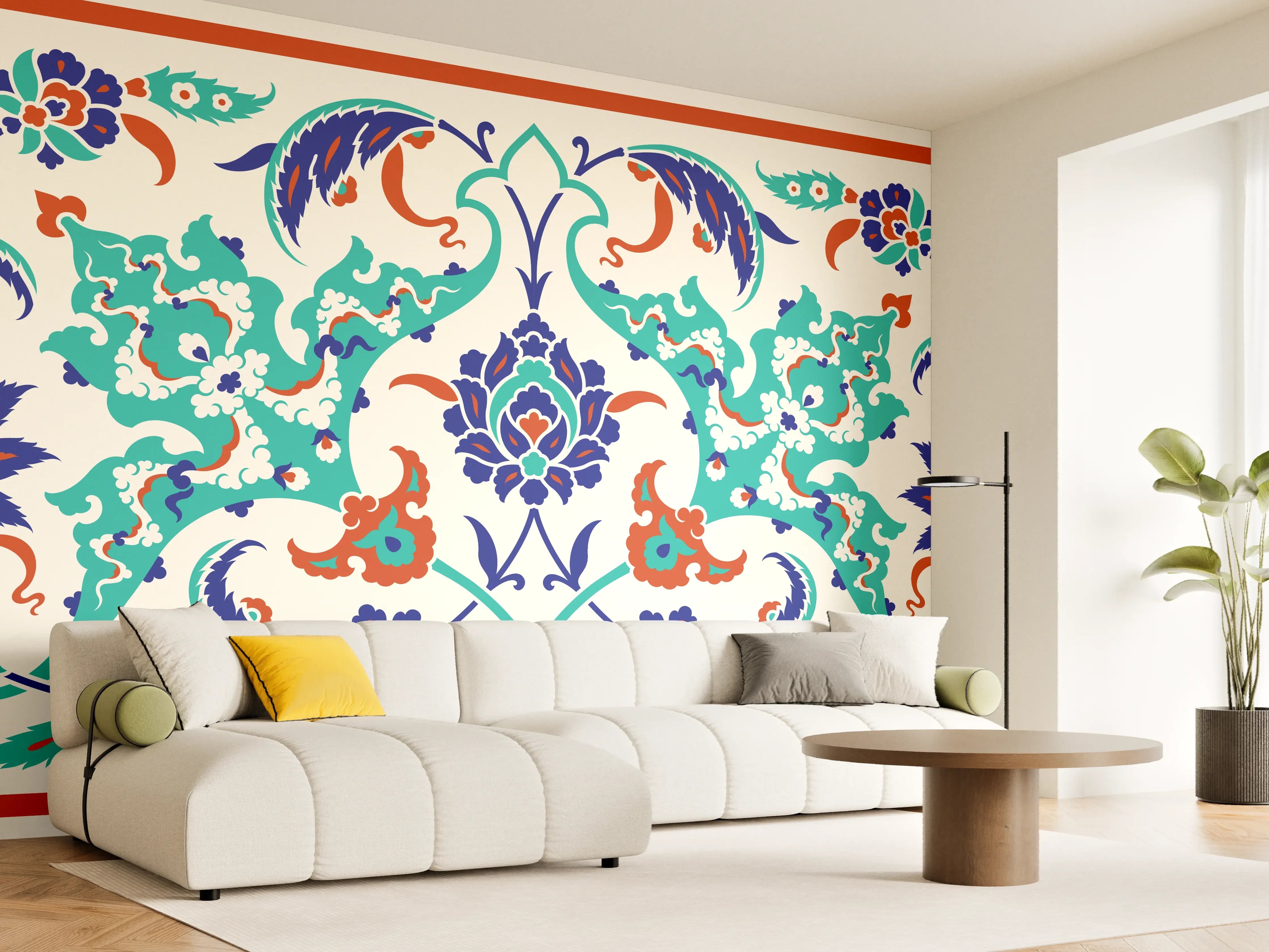 Wandverkleidung Wohnzimmer - Buntes Fliesen Muster Ornament