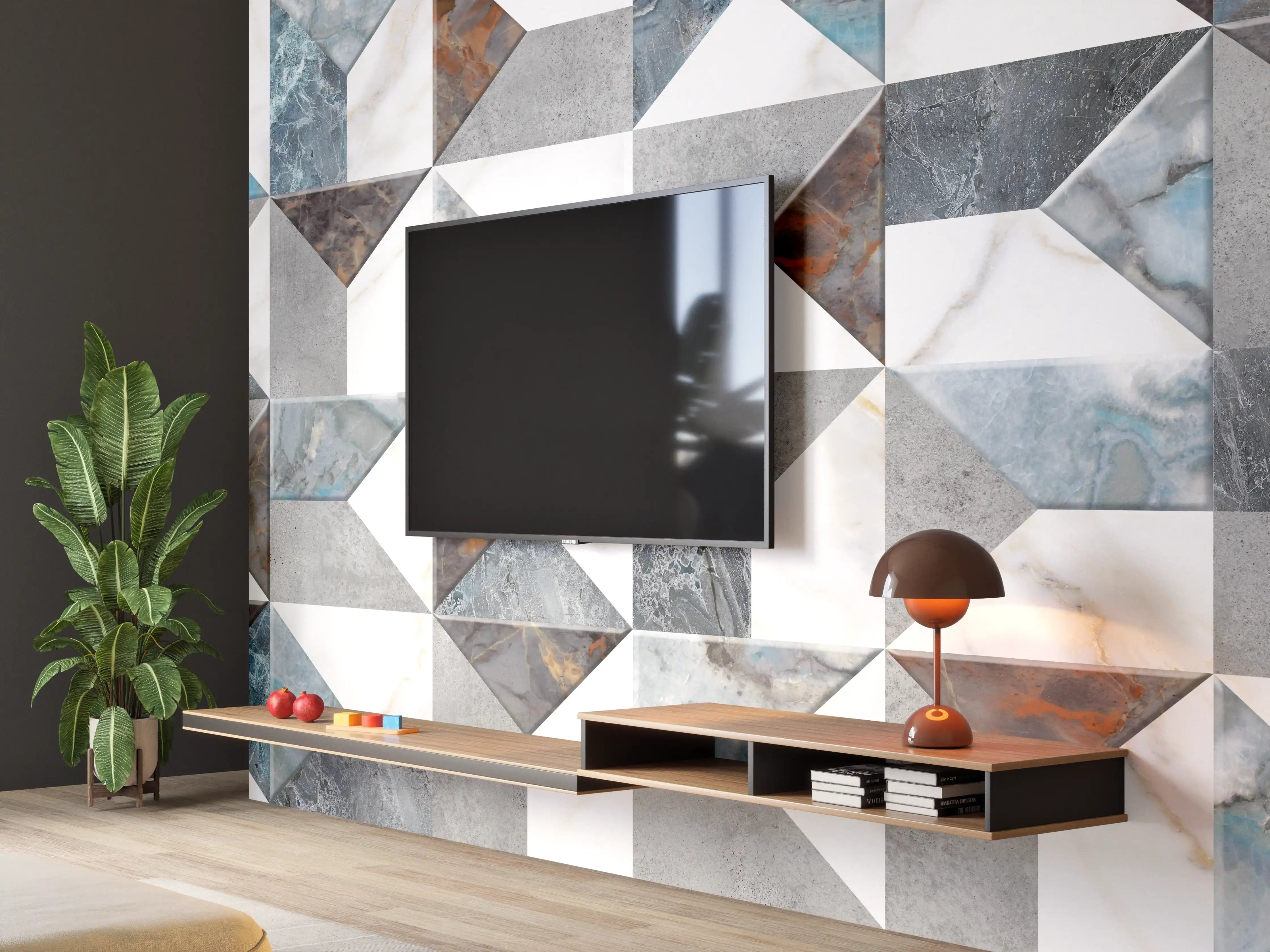 Wandverkleidung Wohnzimmer - Buntes Fliesenmuster