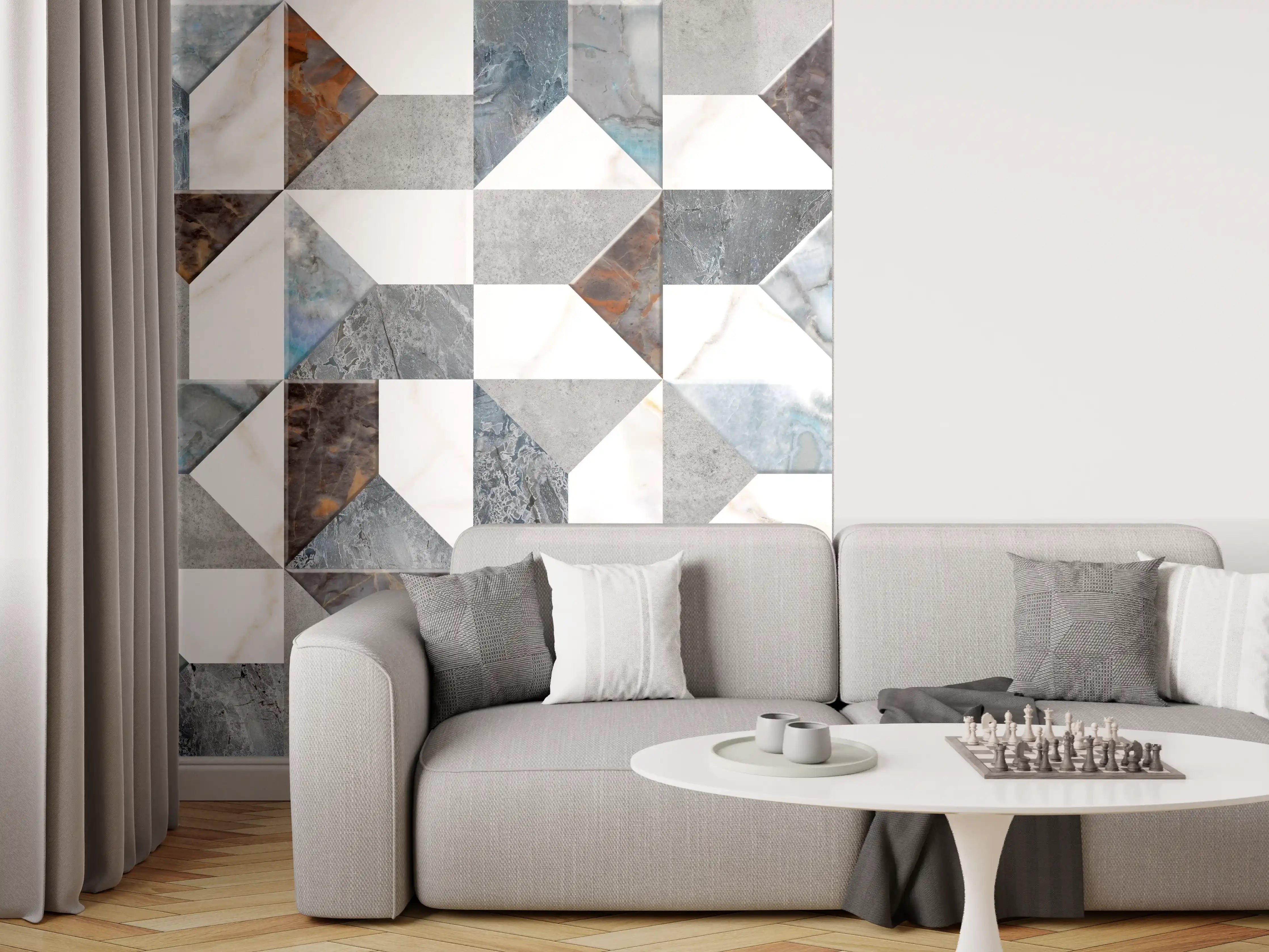 Wandverkleidung Wohnzimmer - Buntes Fliesenmuster