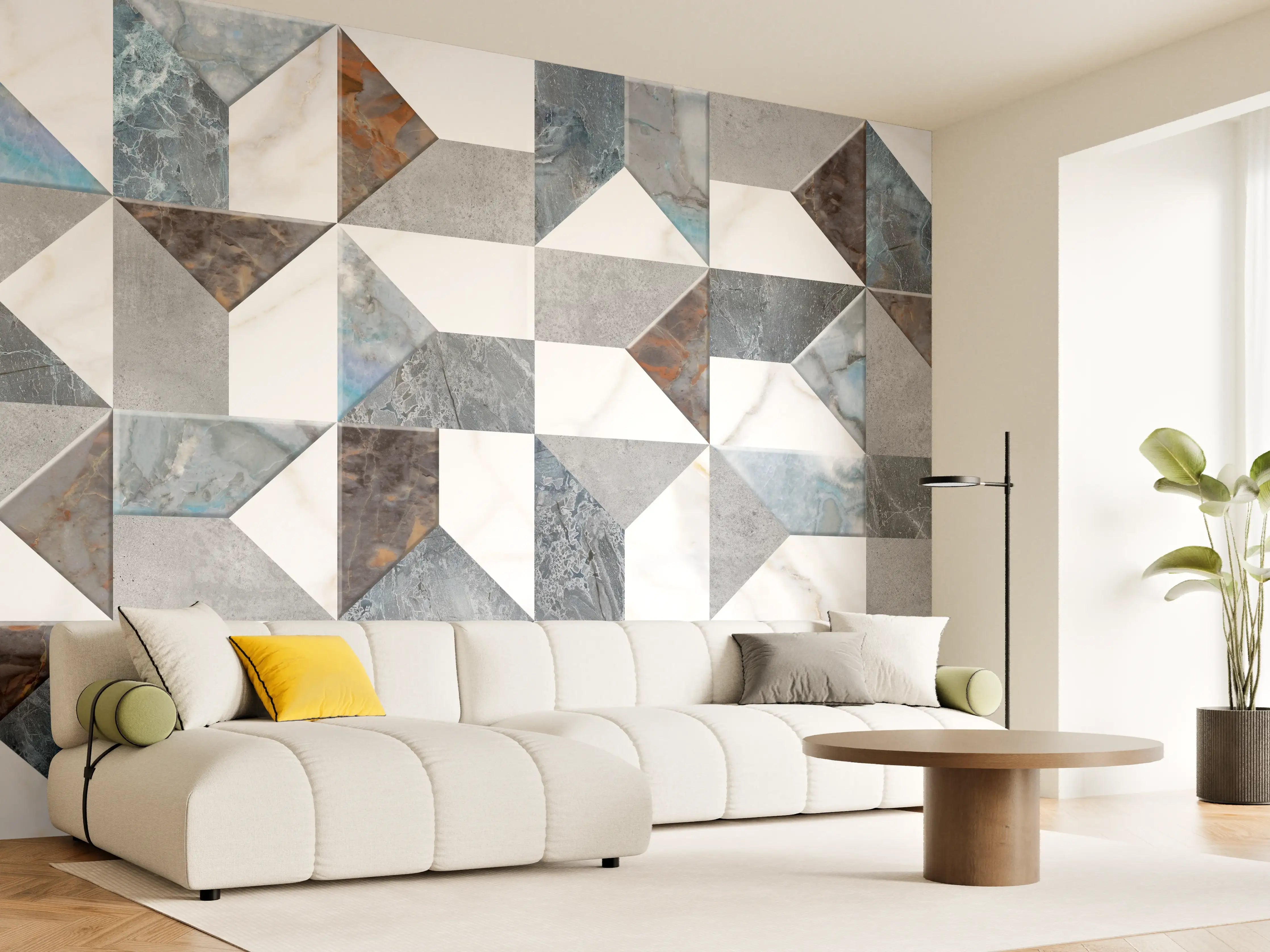 Wandverkleidung Wohnzimmer - Buntes Fliesenmuster