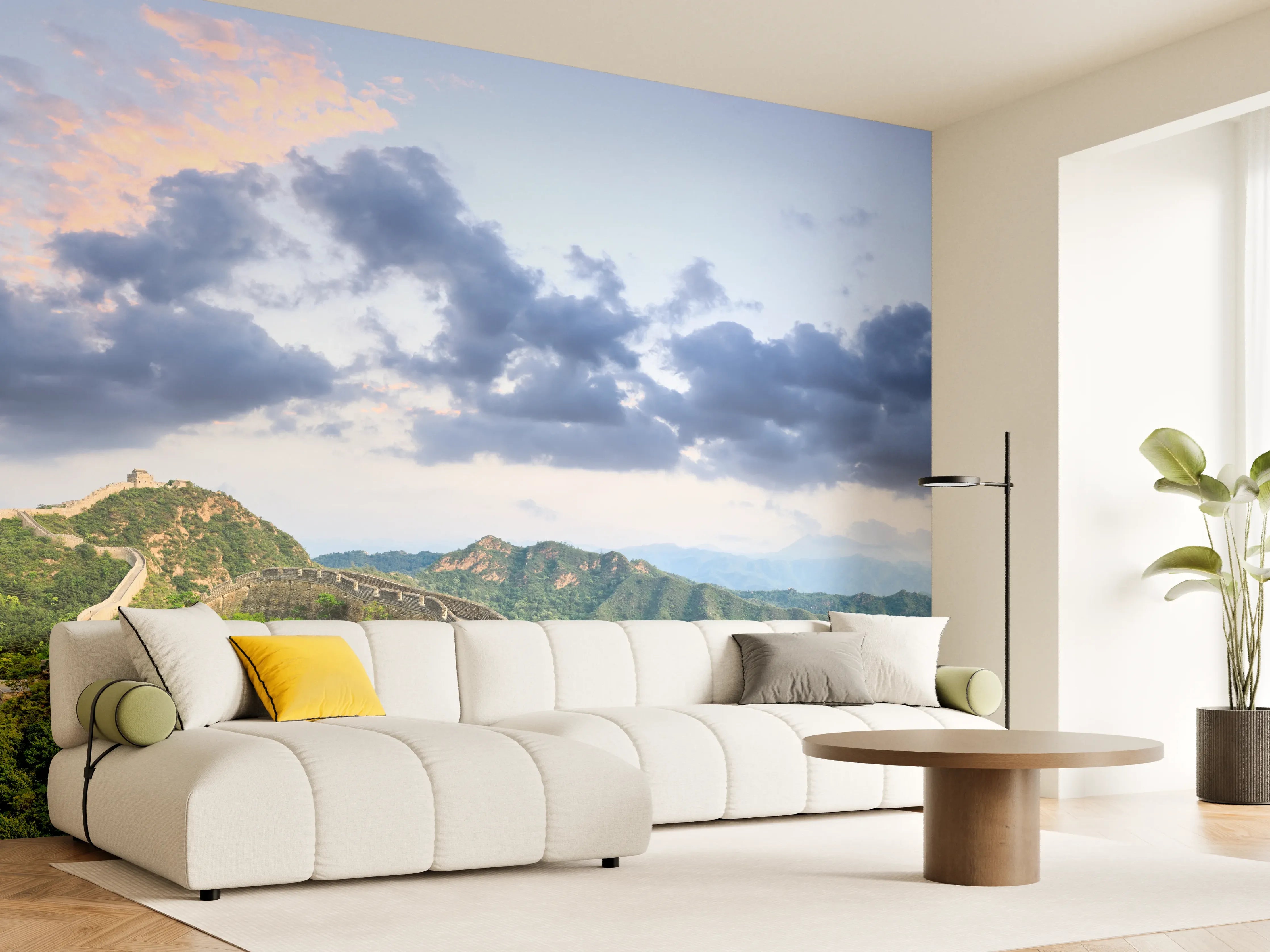 Wandverkleidung Wohnzimmer - Chinesische Mauer Panorama Grün-Blau